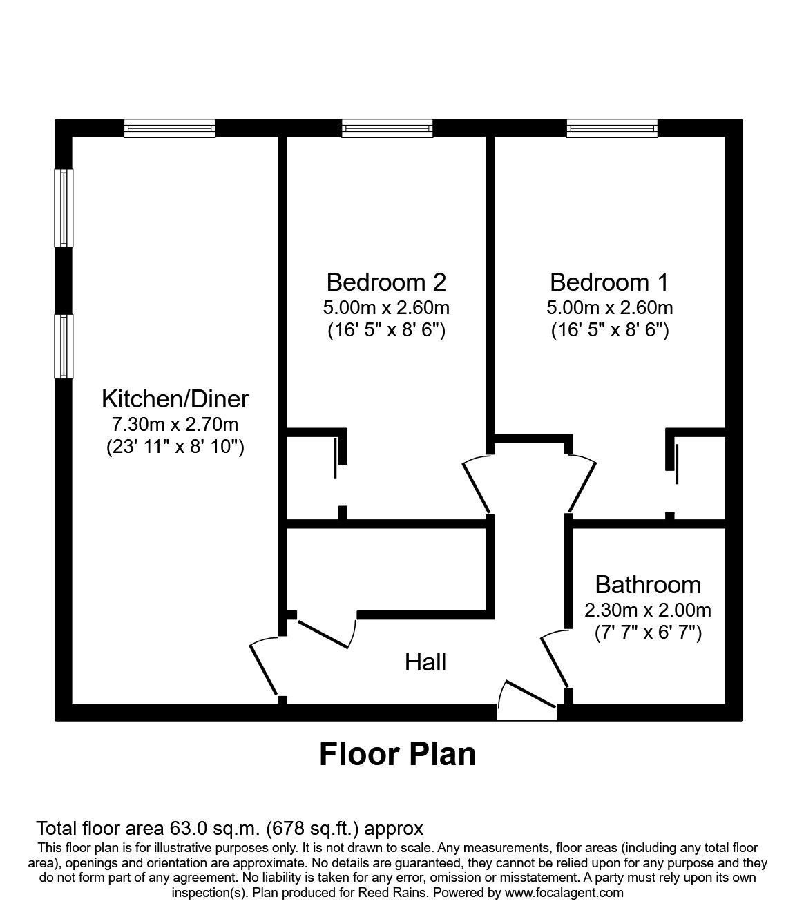 Floorplan of 2 bedroom Flat to rent, Langworthy Road, Salford, M5