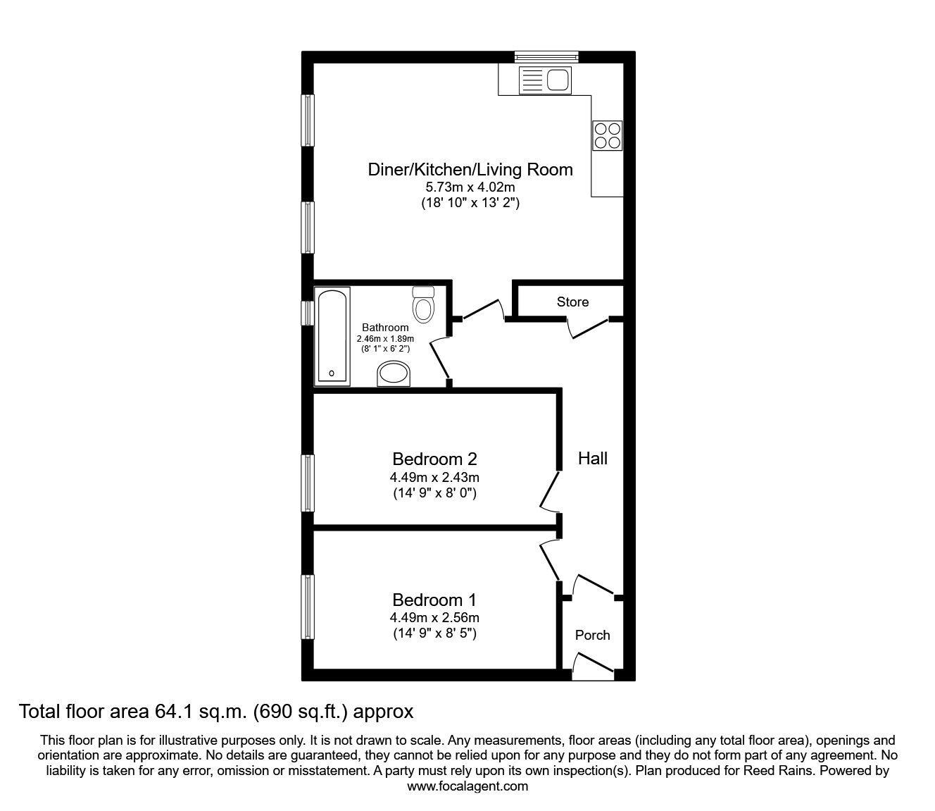 Floorplan of 2 bedroom  Flat to rent, Liverpool Road, Manchester, Greater Manchester, M30