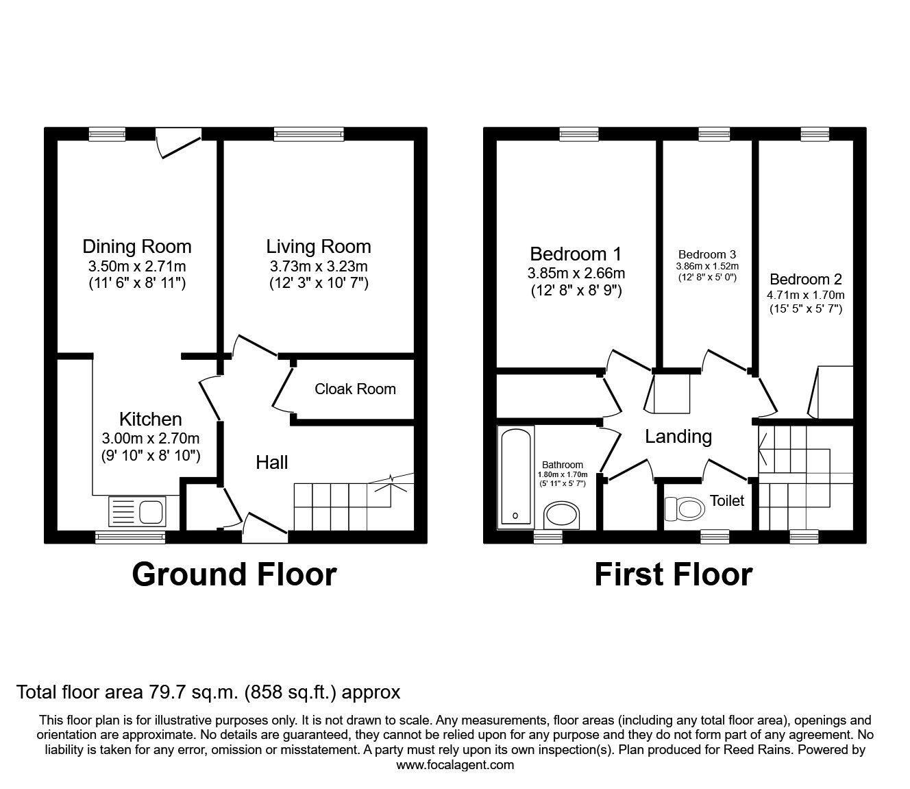 Floorplan of 3 bedroom End Terrace House to rent, Liverpool Street, Salford, M5