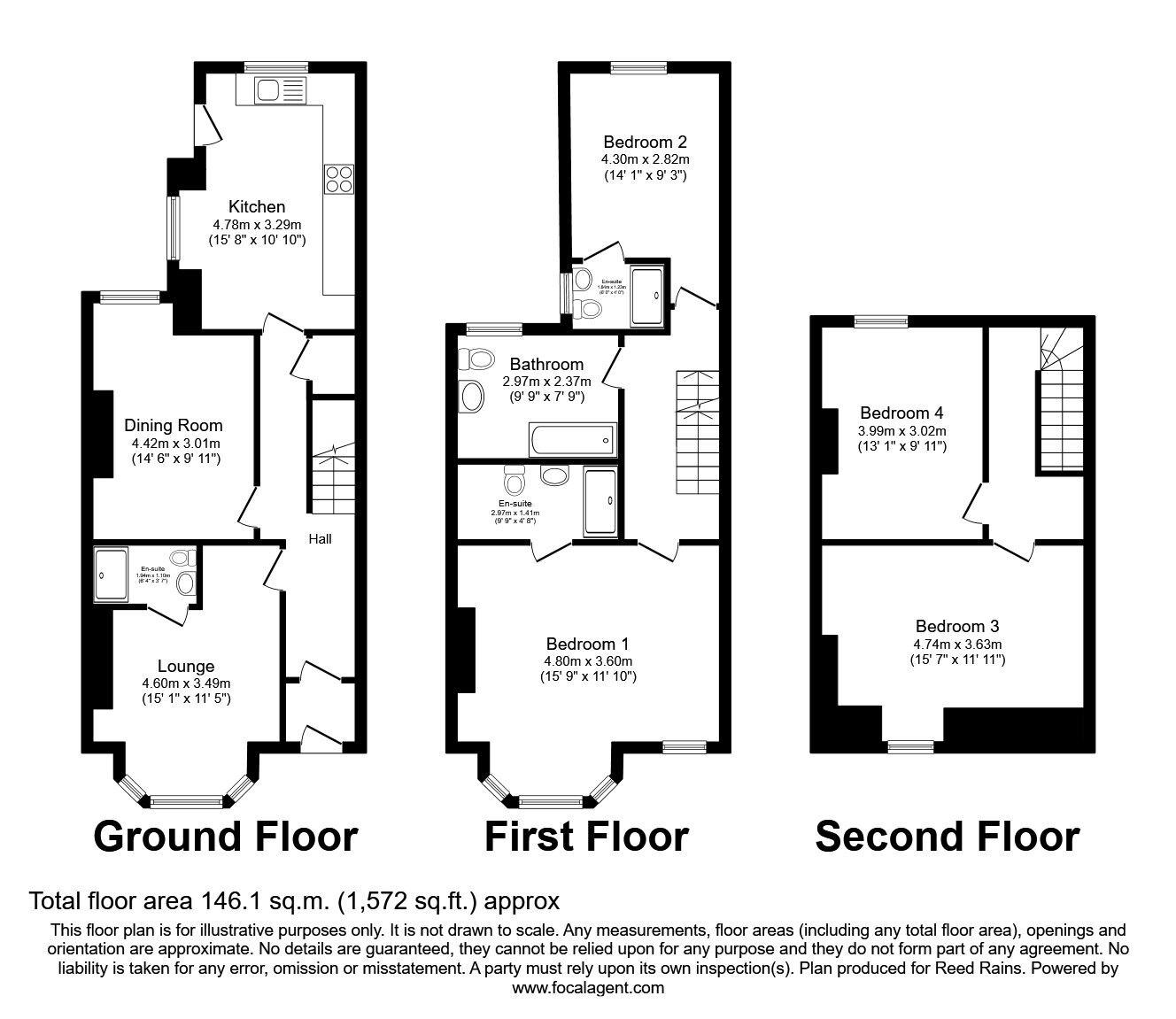 Floorplan of 4 bedroom Mid Terrace Property to rent, Weaste Lane, Salford, Greater Manchester, M5