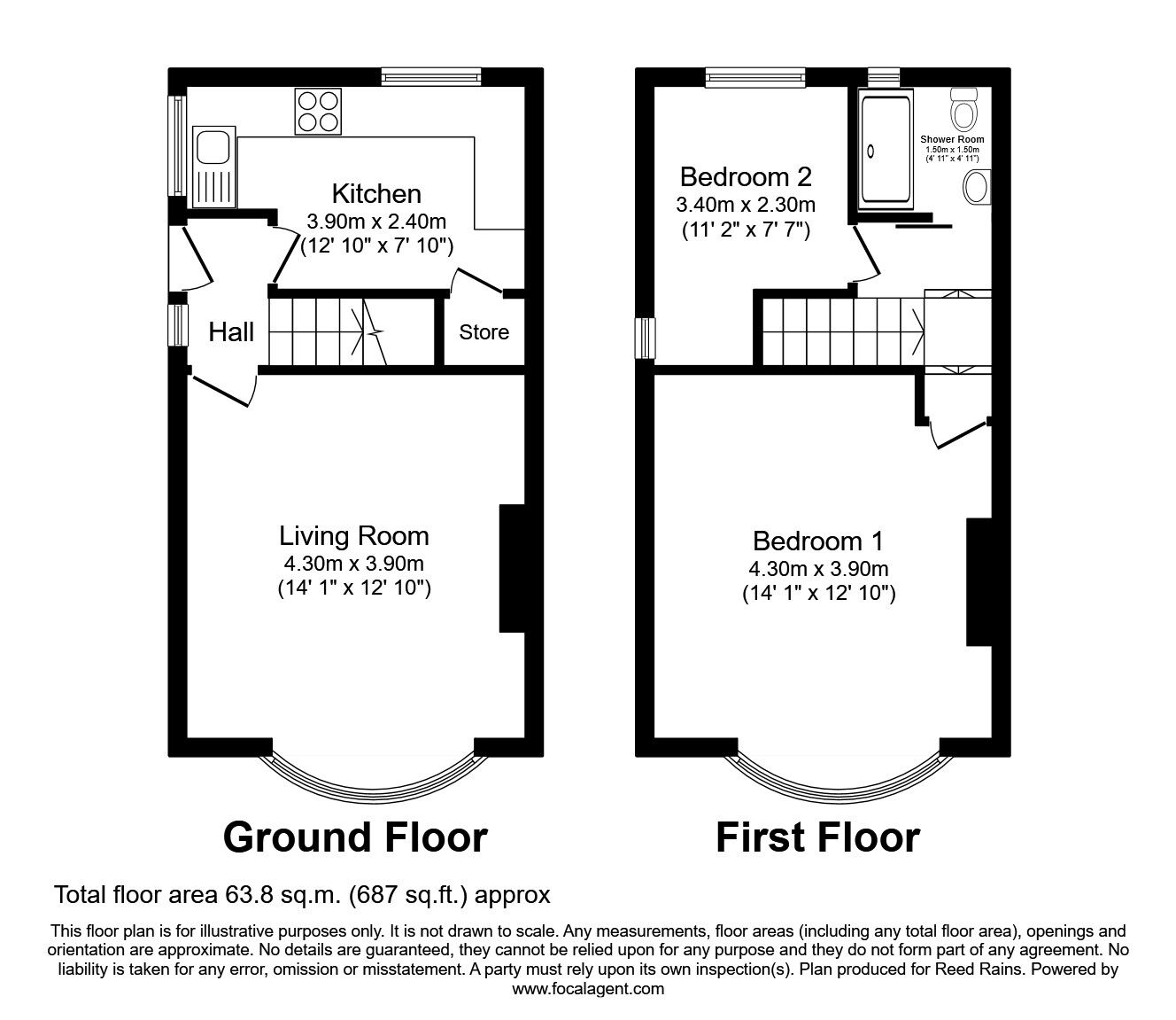 Floorplan of 2 bedroom Semi Detached House to rent, The Mead, Salford, Greater Manchester, M5