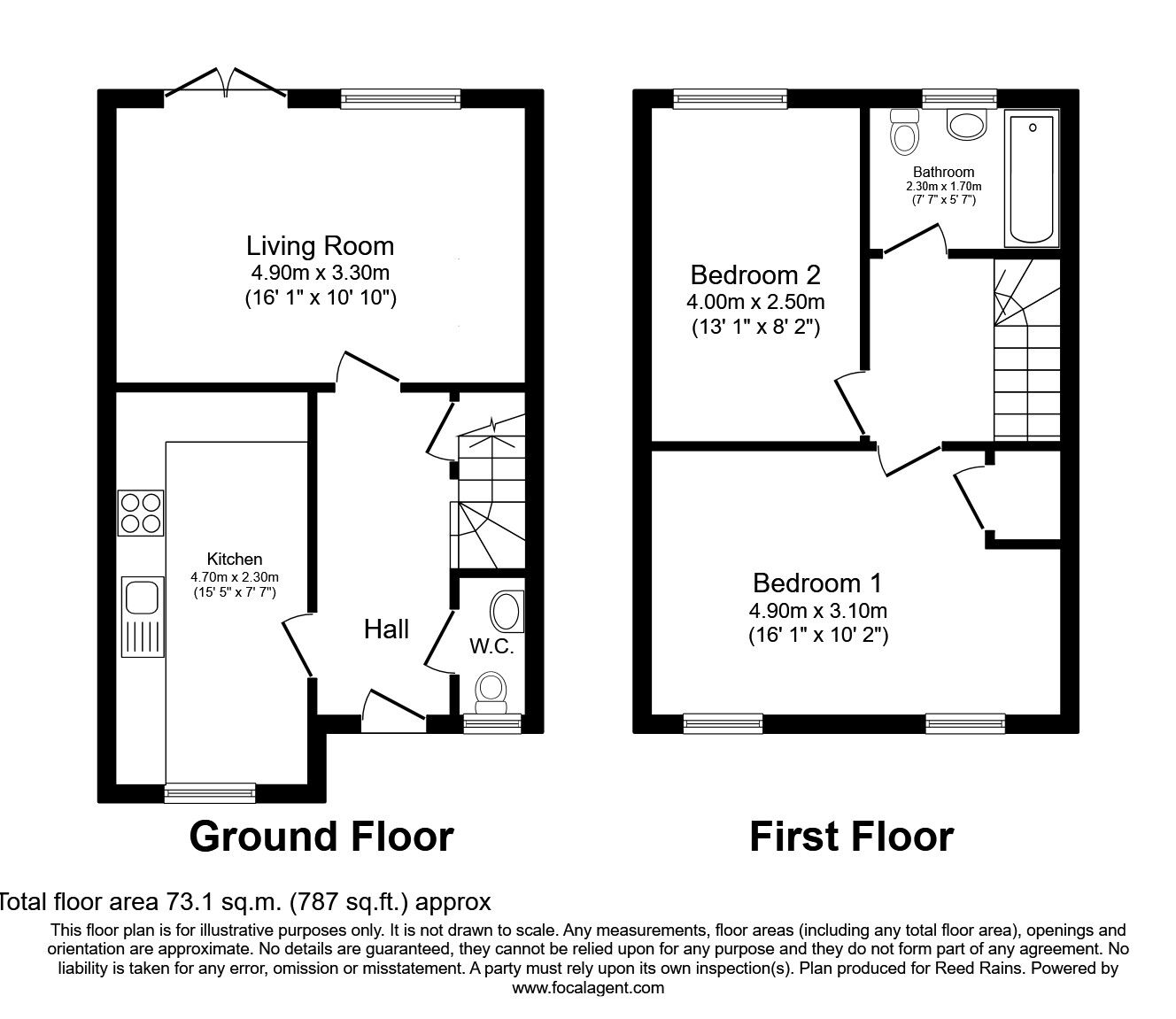 Floorplan of 2 bedroom Mid Terrace Property to rent, Woolton Close, Salford, Greater Manchester, M5