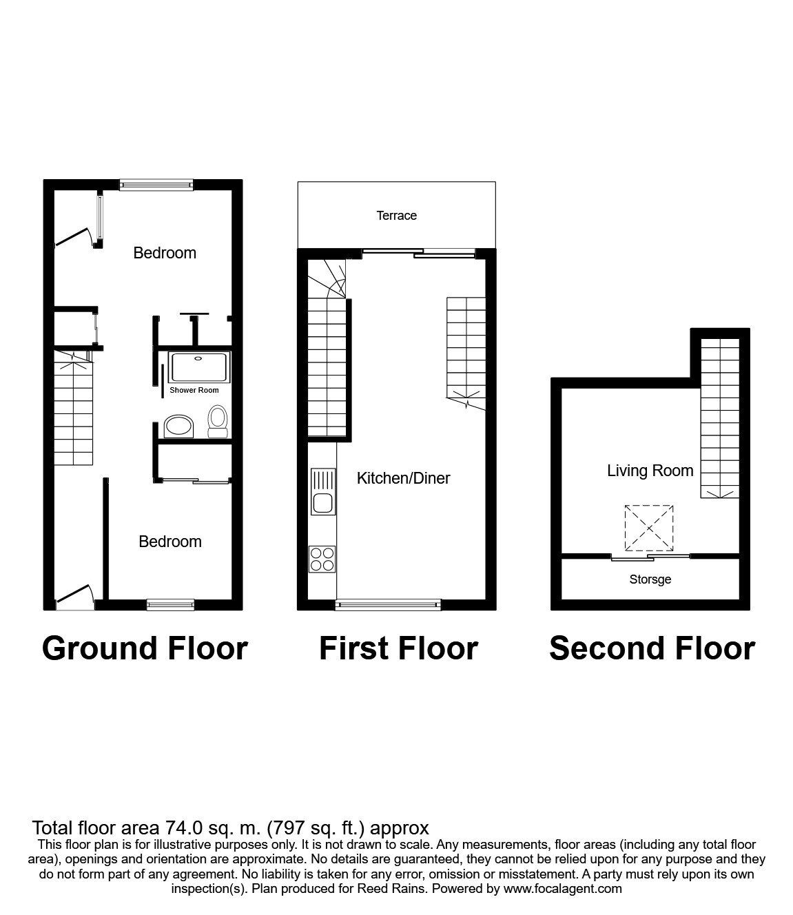 Floorplan of 2 bedroom Mid Terrace House to rent, Laburnum Street, Salford, Greater Manchester, M6