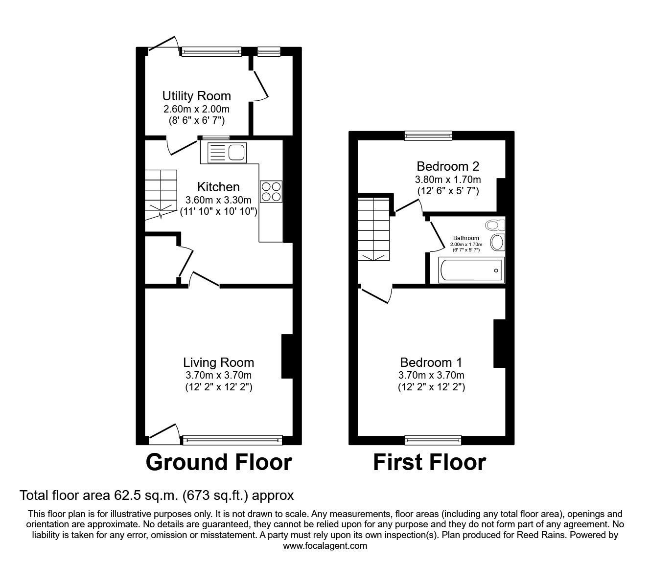 Floorplan of 2 bedroom Mid Terrace House for sale, Fram Street, Salford, Greater Manchester, M6