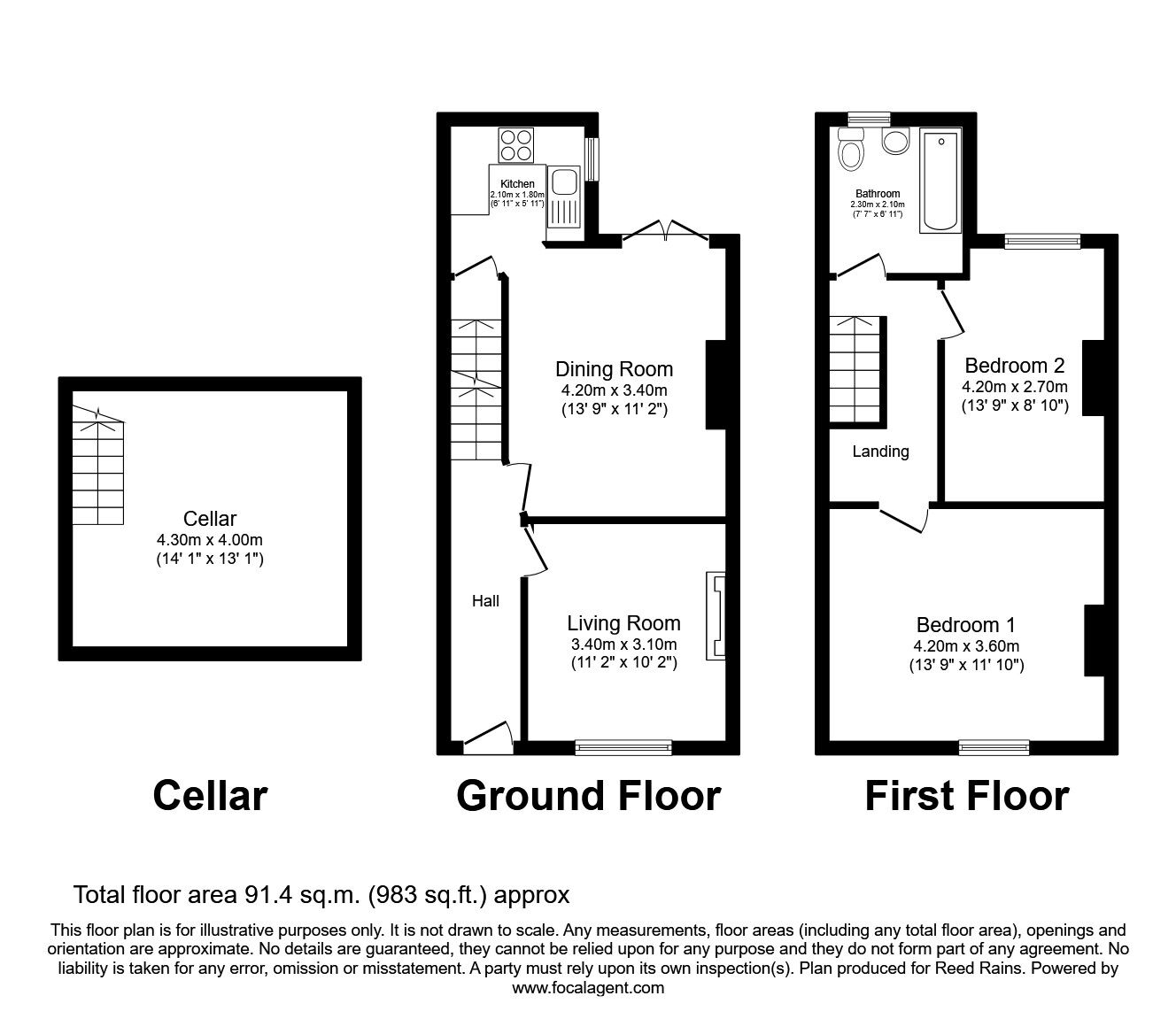 Floorplan of 2 bedroom Mid Terrace House for sale, Osborne Street, Salford, Greater Manchester, M6