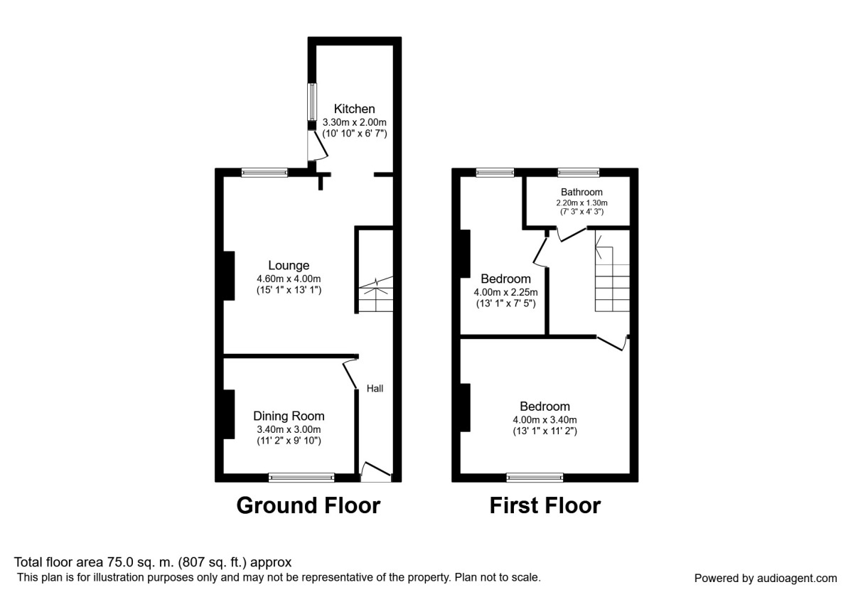 Floorplan of 2 bedroom Mid Terrace House to rent, Emerson Street, Salford, Greater Manchester, M5