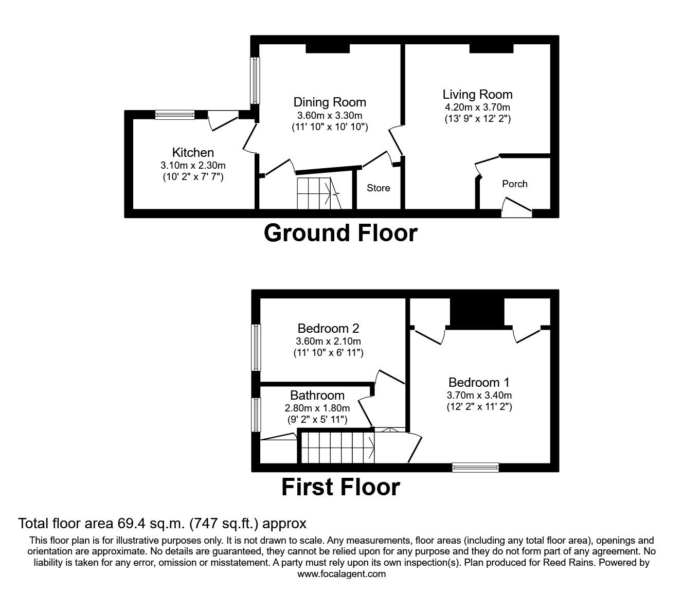 Floorplan of 2 bedroom End Terrace House to rent, Nansen Street, Salford, Greater Manchester, M6