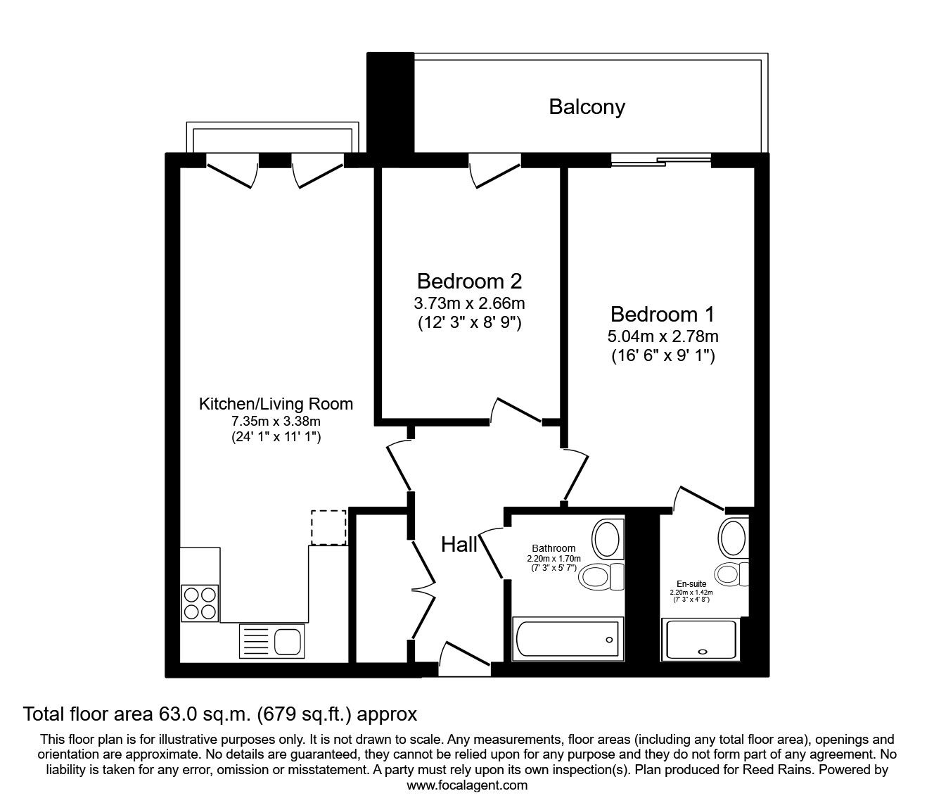 Floorplan of 2 bedroom Flat to rent, Worrall Street, Salford, Greater Manchester, M5