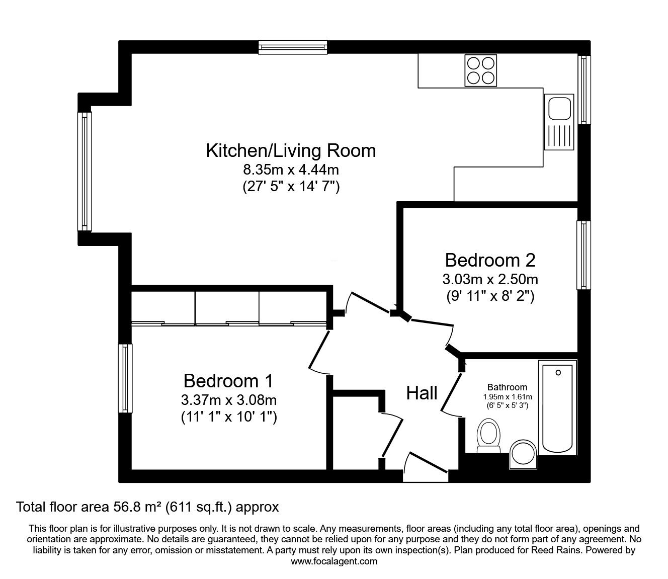 Floorplan of 2 bedroom  Flat to rent, Moor Lane, Salford, Greater Manchester, M7