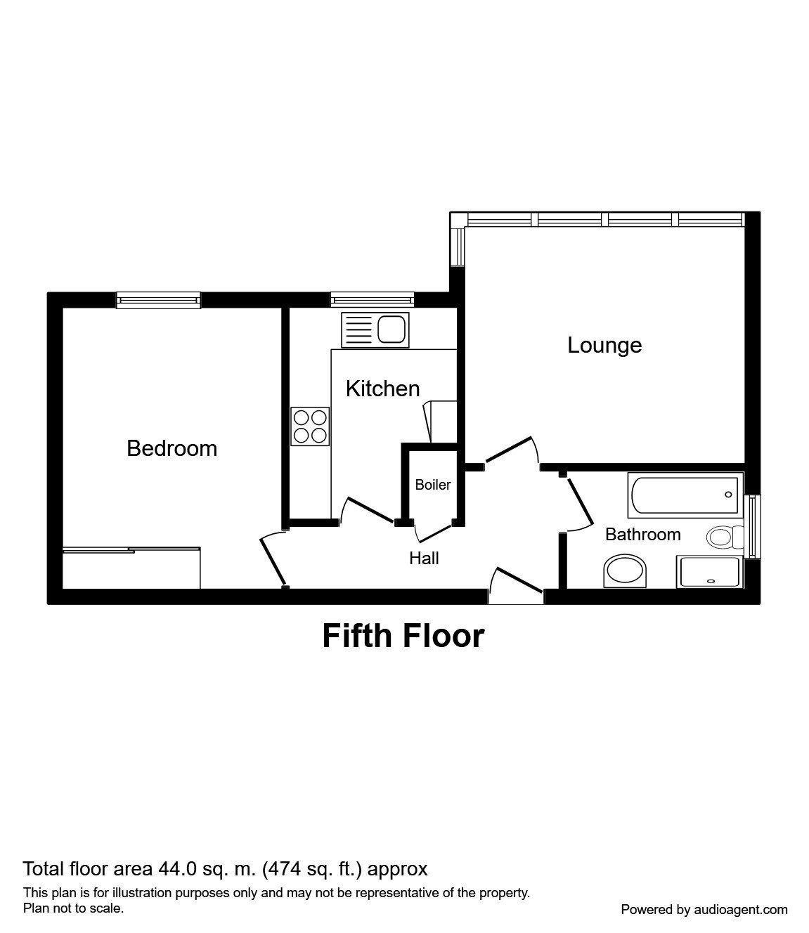 Floorplan of 1 bedroom Flat to rent, Kersal Way, Salford, Greater Manchester, M7