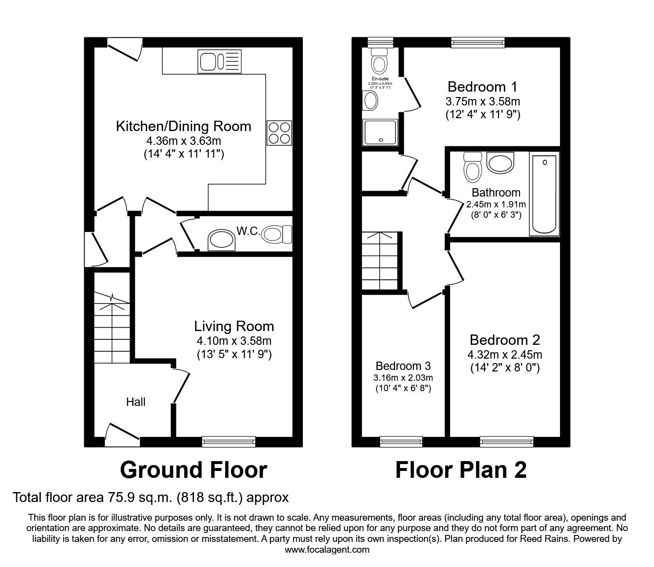 Floorplan of 3 bedroom End Terrace House to rent, Scanlon Lane, Salford, Greater Manchester, M5