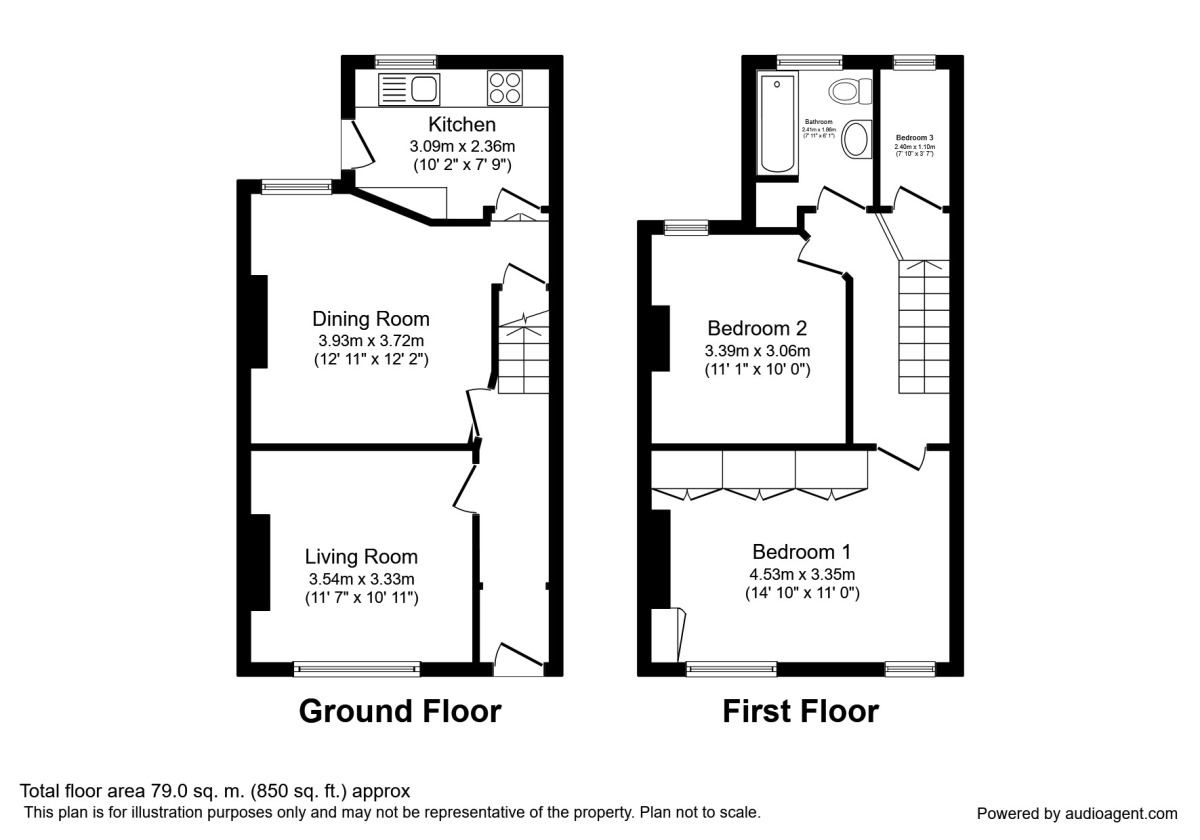 Floorplan of 2 bedroom Mid Terrace House for sale, Halstead Avenue, Salford, Greater Manchester, M6