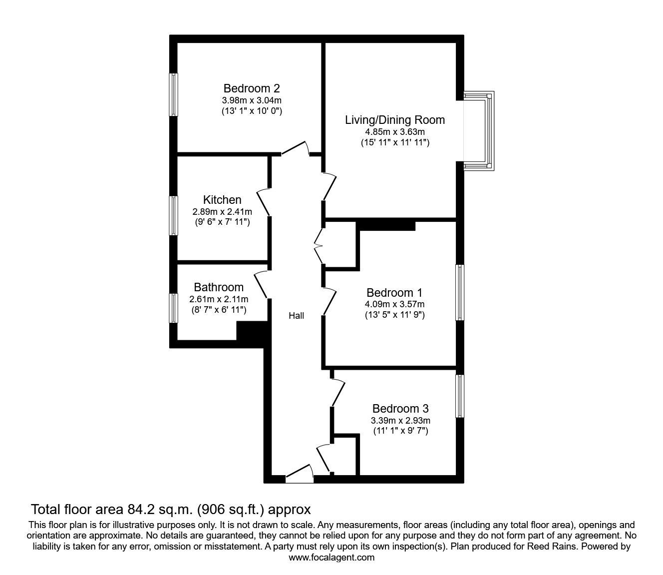 Floorplan of 3 bedroom  Flat for sale, Canterbury Gardens, Salford, Greater Manchester, M5