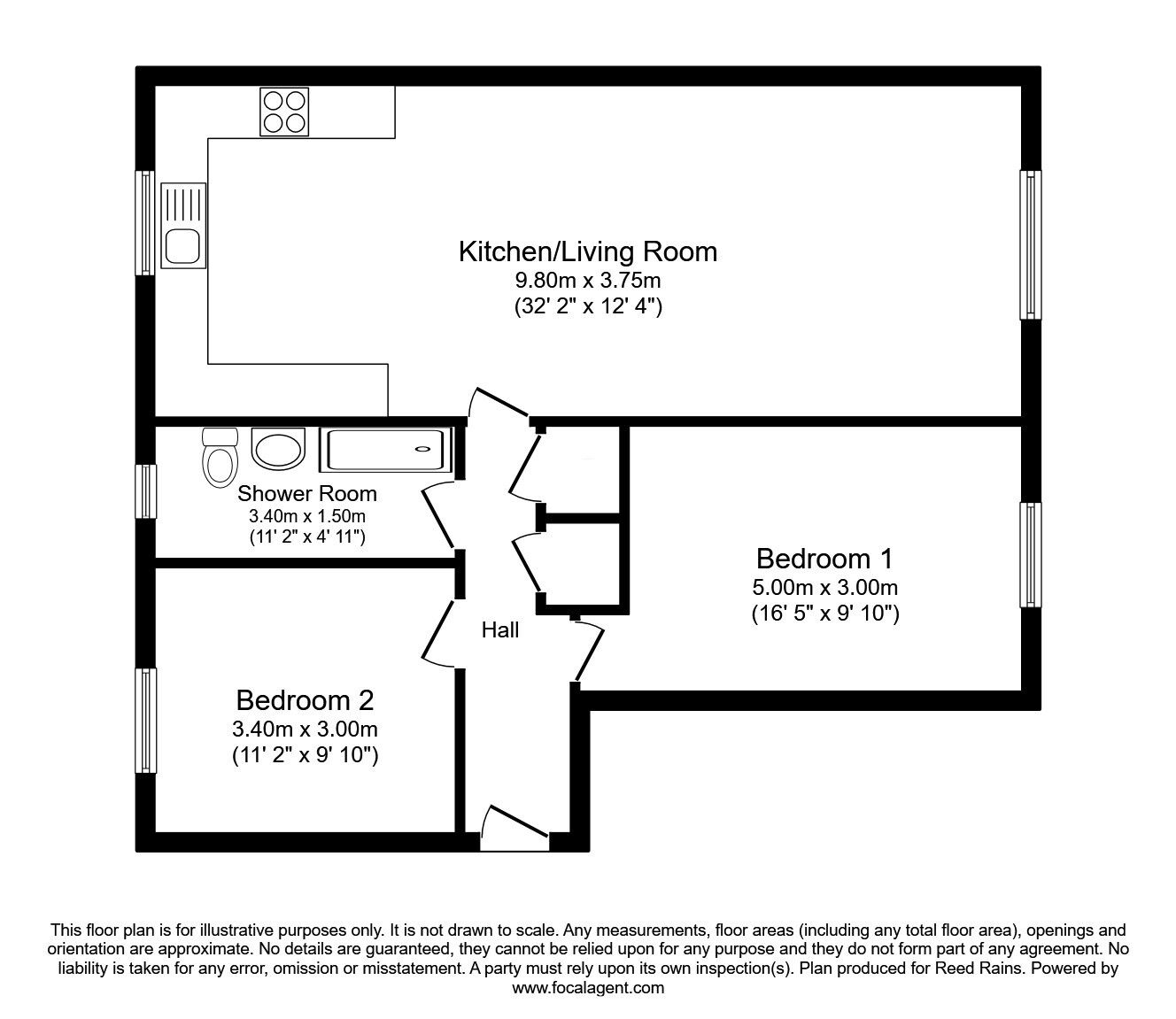 Floorplan of 2 bedroom  Flat for sale, Plane Court, Salford, Greater Manchester, M6