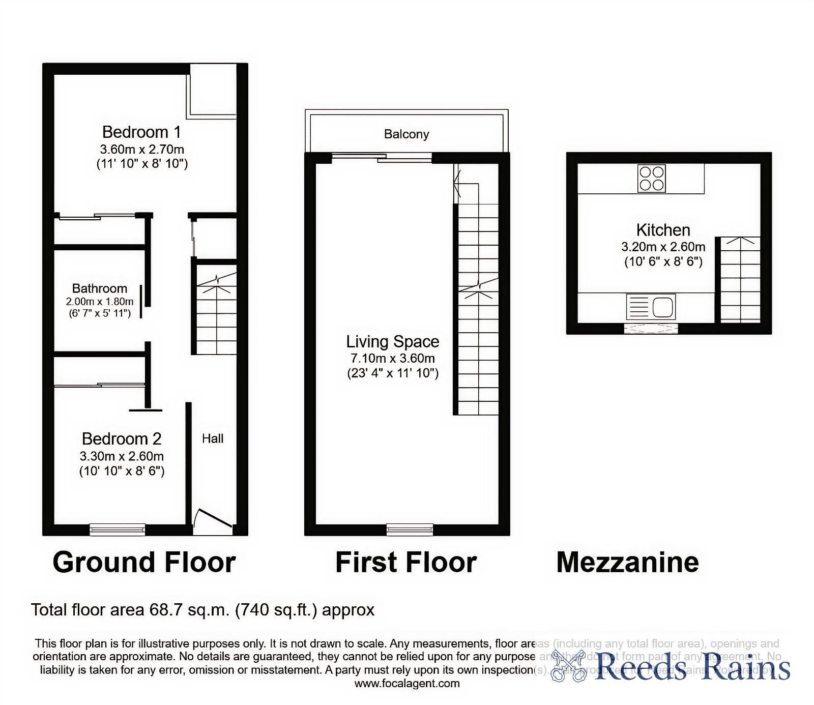 Floorplan of 2 bedroom Mid Terrace House to rent, Reservoir Street, Salford, Greater Manchester, M6