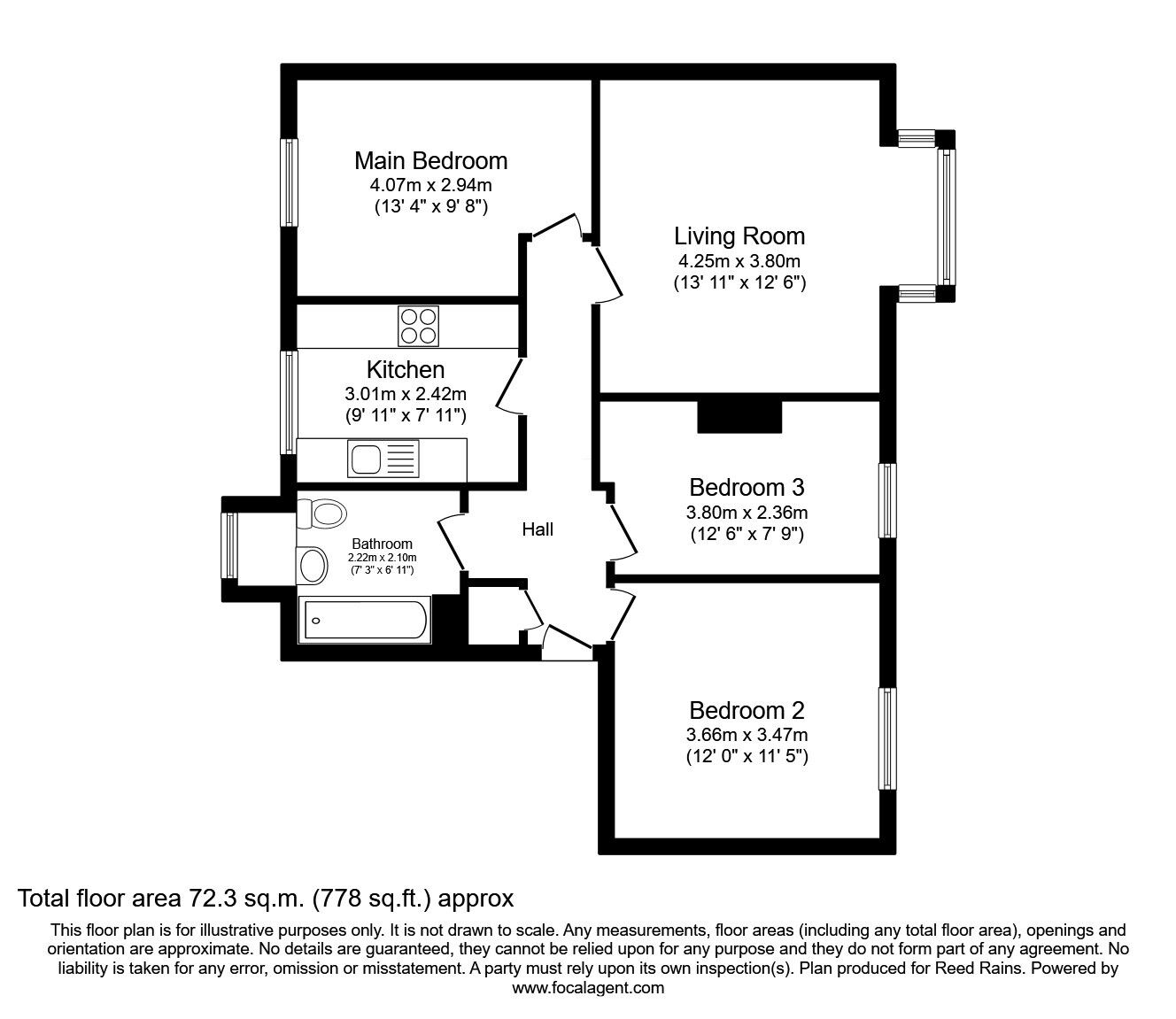 Floorplan of 3 bedroom  Flat for sale, Knights Court, Salford, Greater Manchester, M5