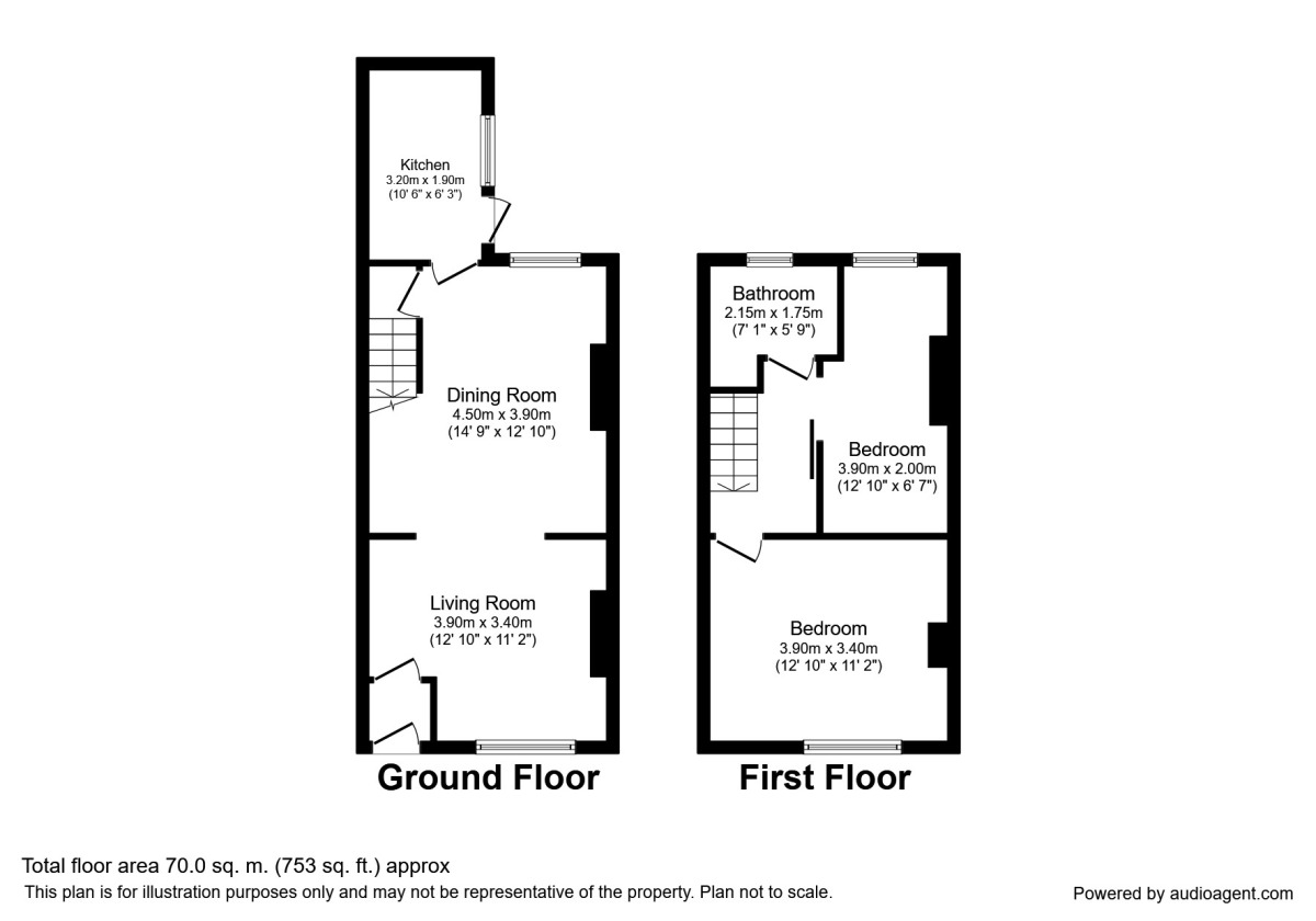 Floorplan of 2 bedroom Mid Terrace House for sale, Orrel Street, Salford, Greater Manchester, M6