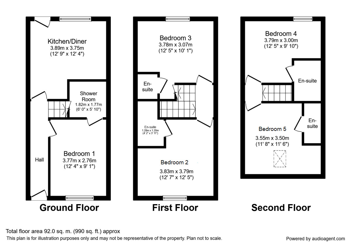 Floorplan of 5 bedroom Mid Terrace House to rent, Highfield Road, Salford, Greater Manchester, M6