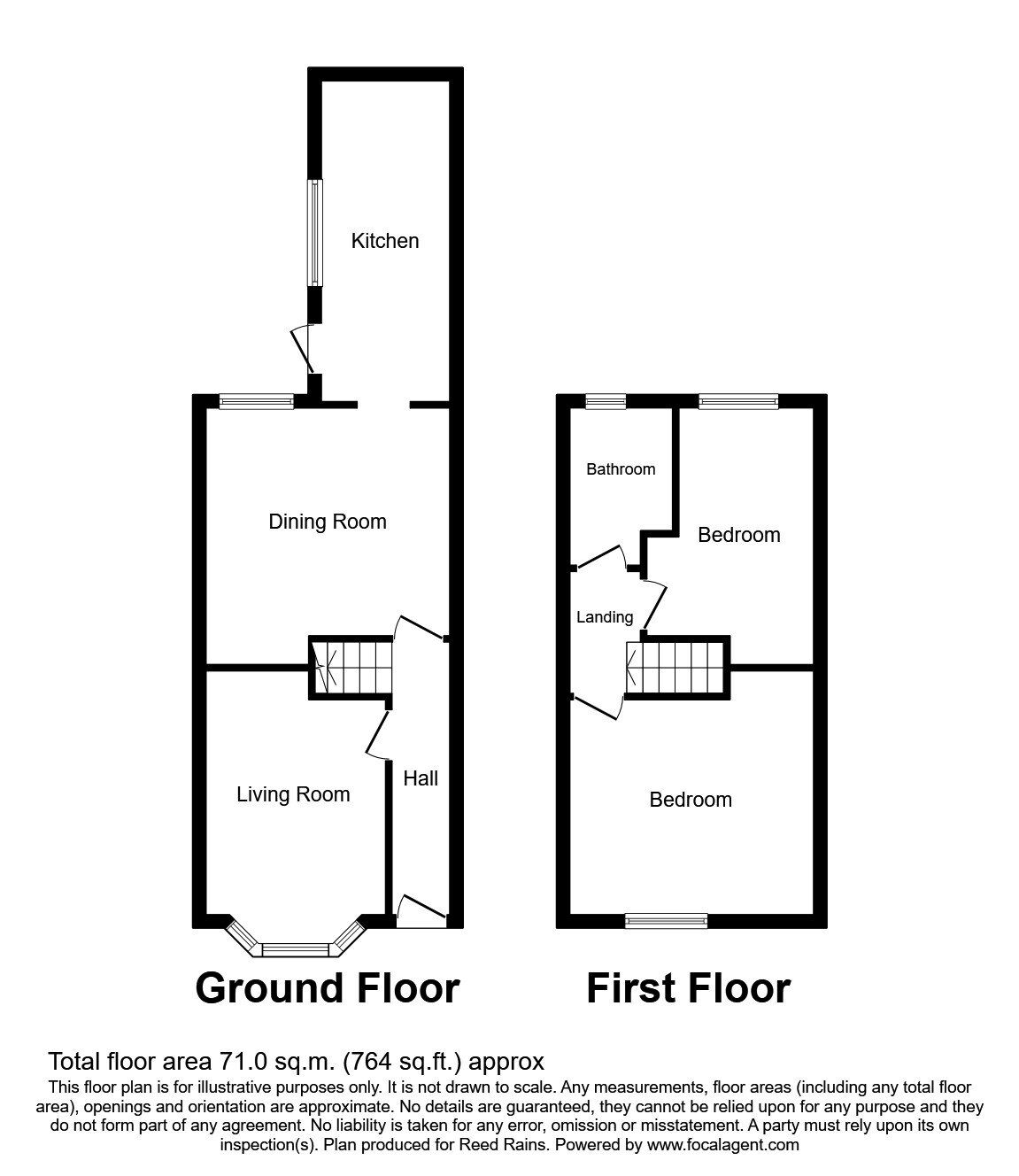 Floorplan of 2 bedroom Mid Terrace House for sale, Blandford Road, Salford, Greater Manchester, M6