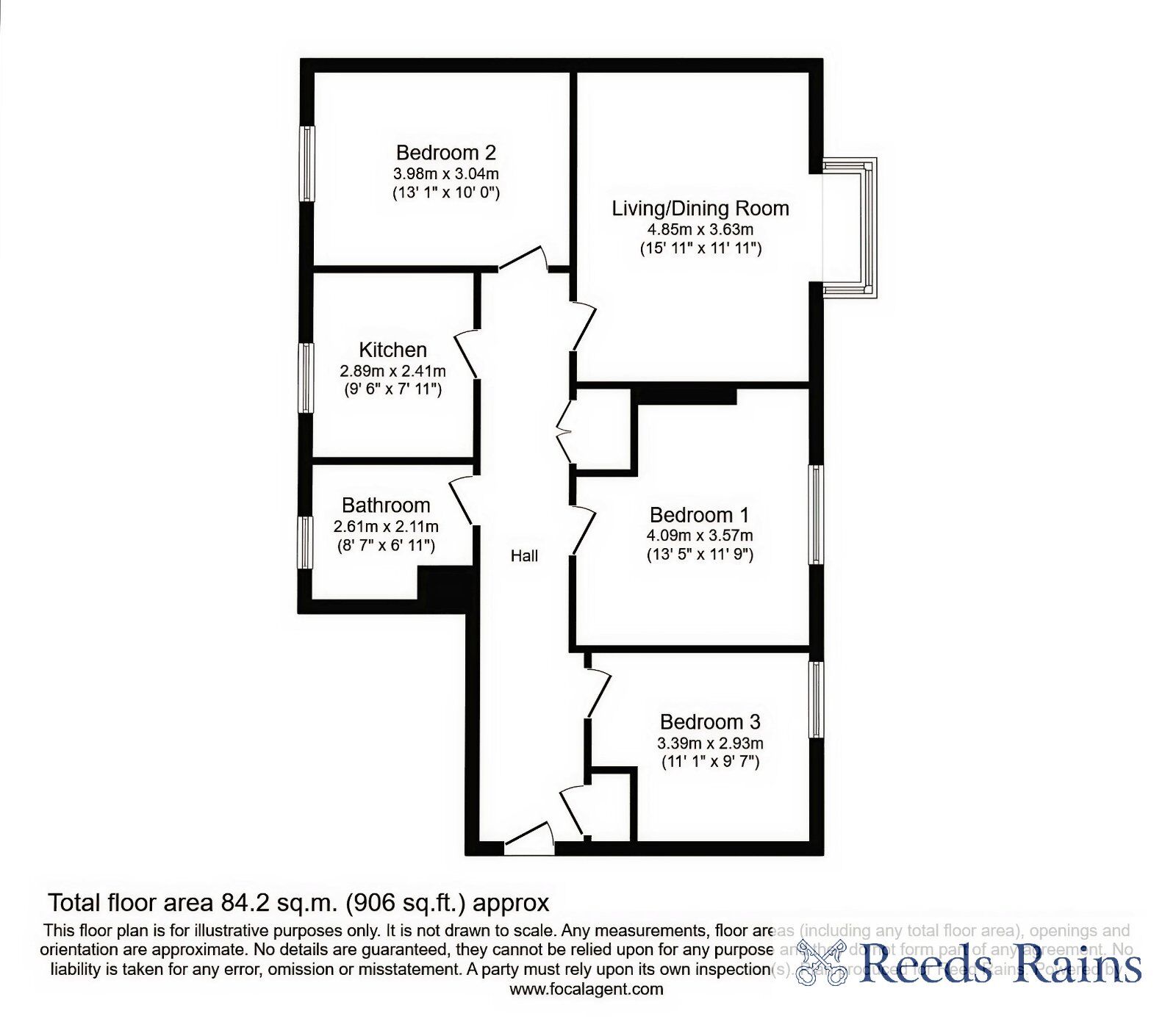 Floorplan of 3 bedroom  Flat to rent, Canterbury Gardens, Salford, Greater Manchester, M5