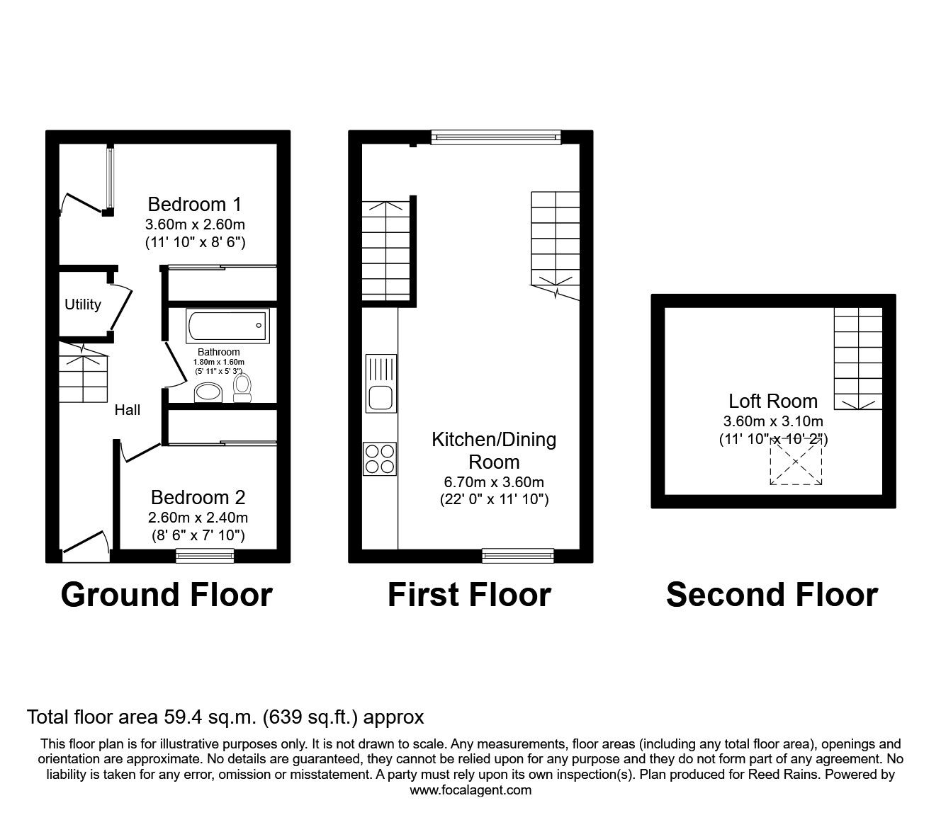 Floorplan of 2 bedroom Mid Terrace House to rent, Ash Street, Salford, Greater Manchester, M6