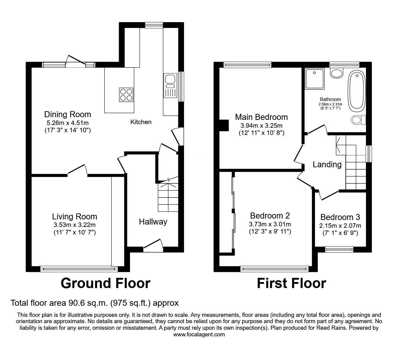 Floorplan of 3 bedroom Semi Detached House for sale, Clandon Avenue, Eccles, Greater Manchester, M30