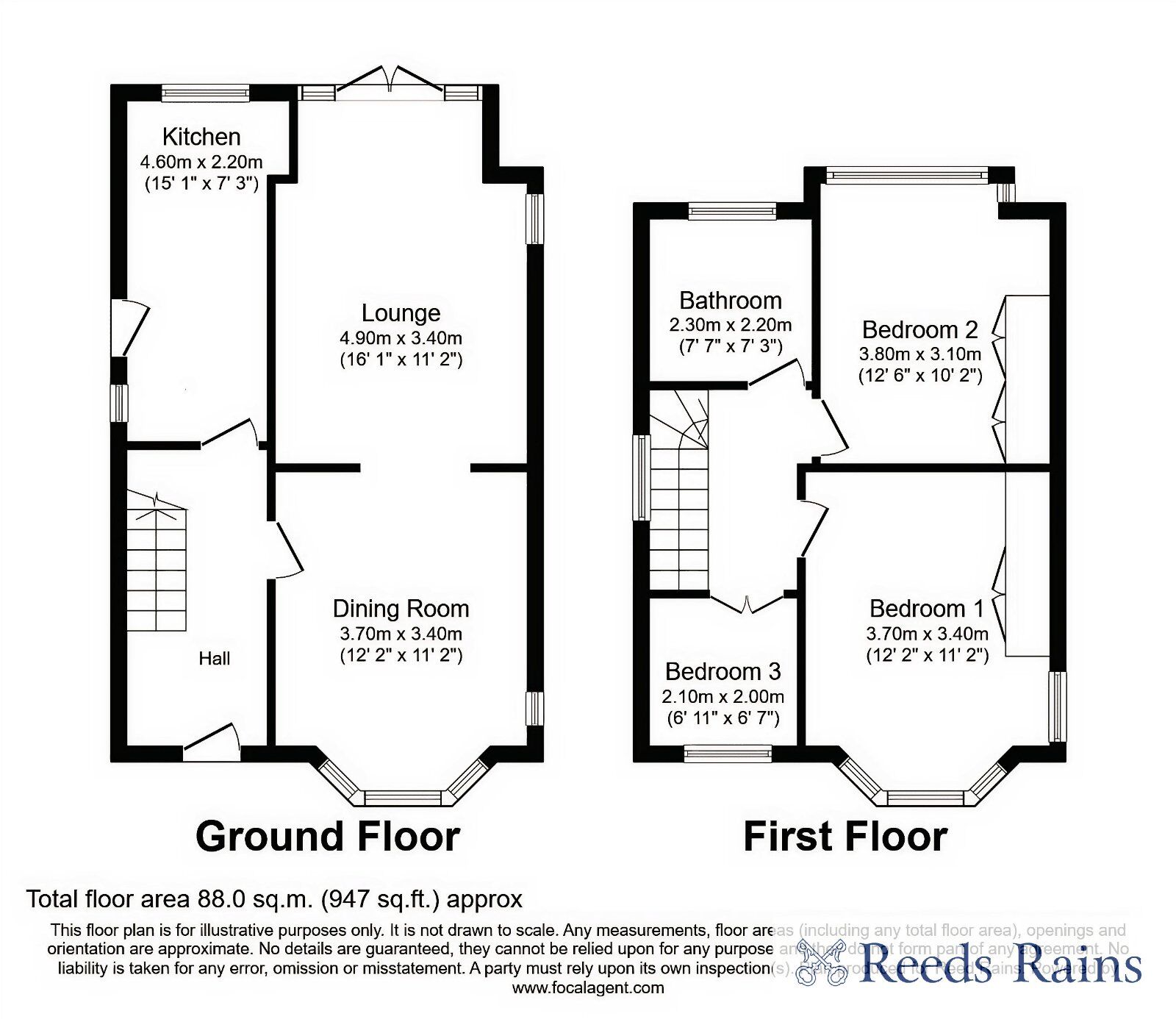 Floorplan of 3 bedroom Detached House to rent, Wensley Road, Salford, Greater Manchester, M7
