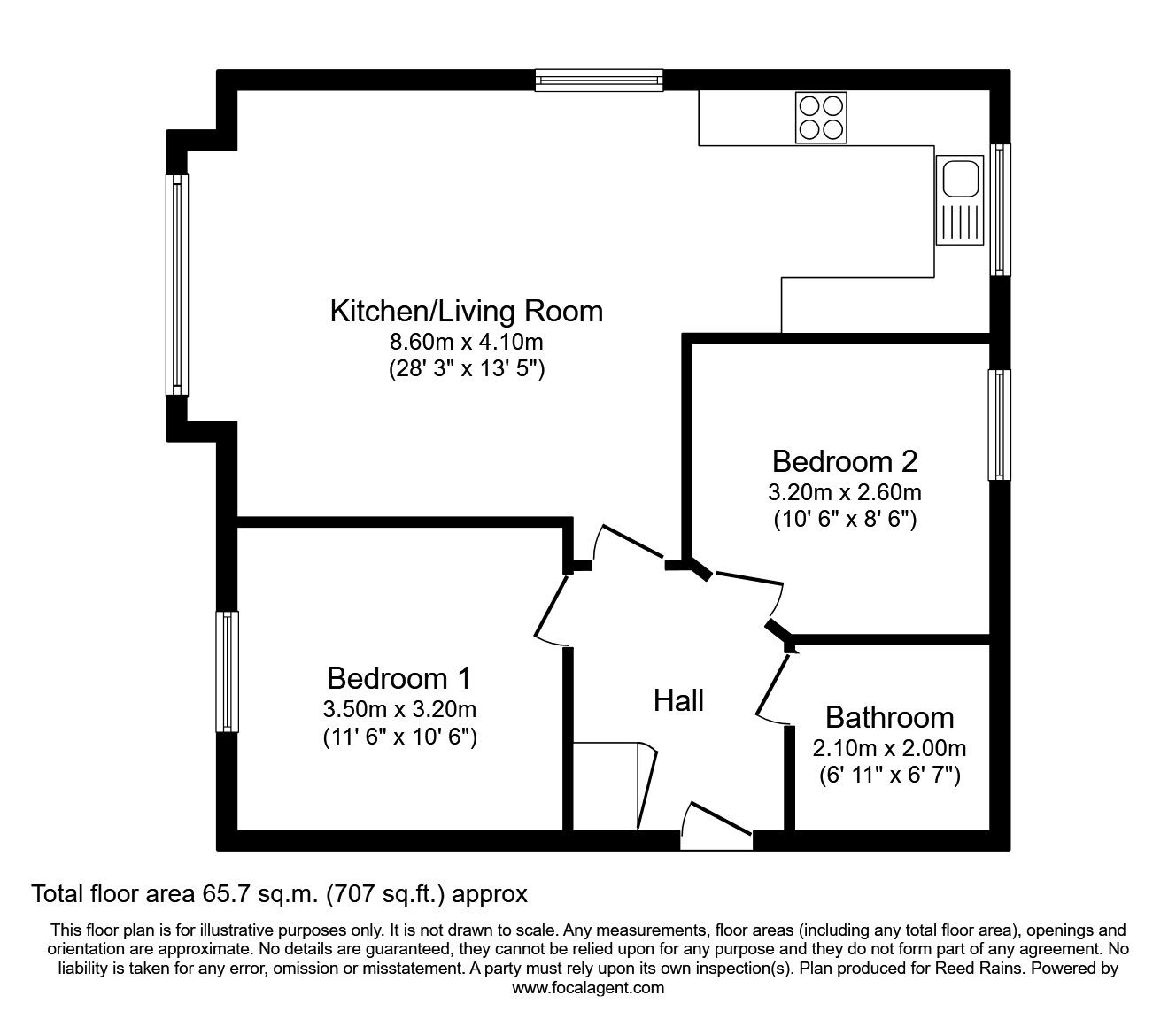Floorplan of 2 bedroom Flat for sale, Moor Lane, Salford, Greater Manchester, M7
