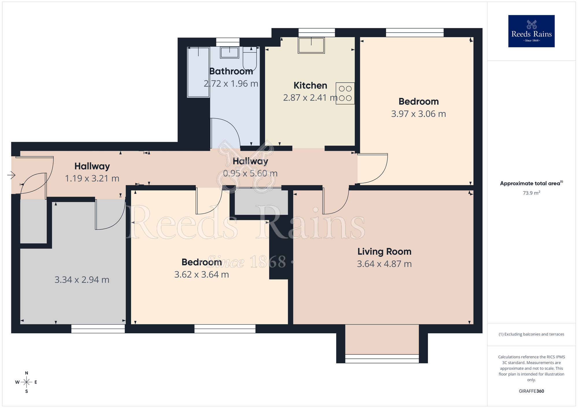 Floorplan of 3 bedroom Flat for sale, Reeves Court, Canterbury Gardens, Greater Manchester, M5