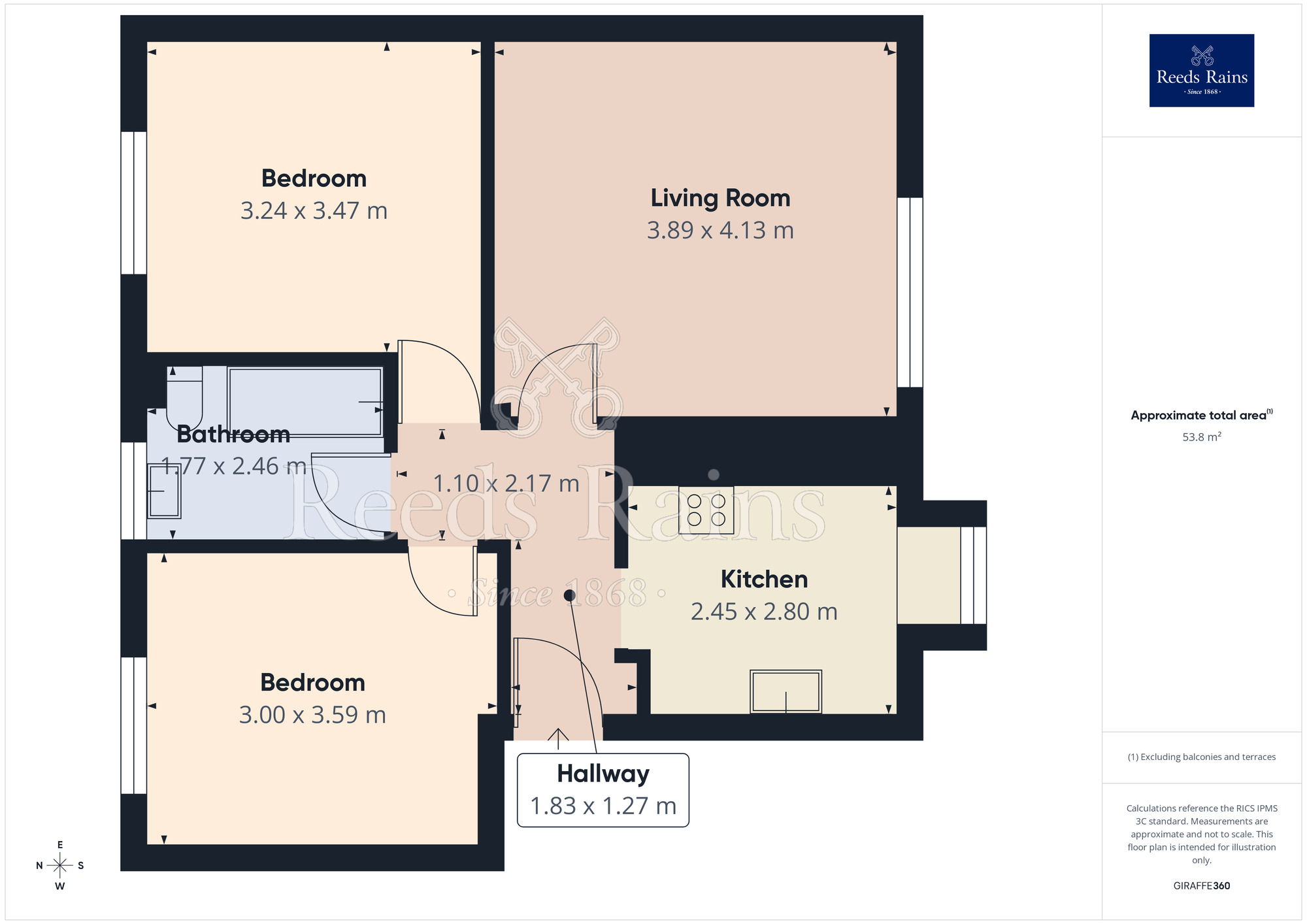 Floorplan of 2 bedroom Flat for sale, Canterbury Gardens, Salford, Greater Manchester, M5