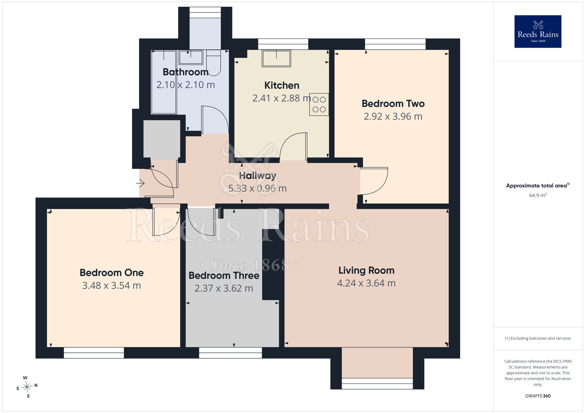 Floorplan of 3 bedroom Flat for sale, Canterbury Gardens, Salford, Greater Manchester, M5