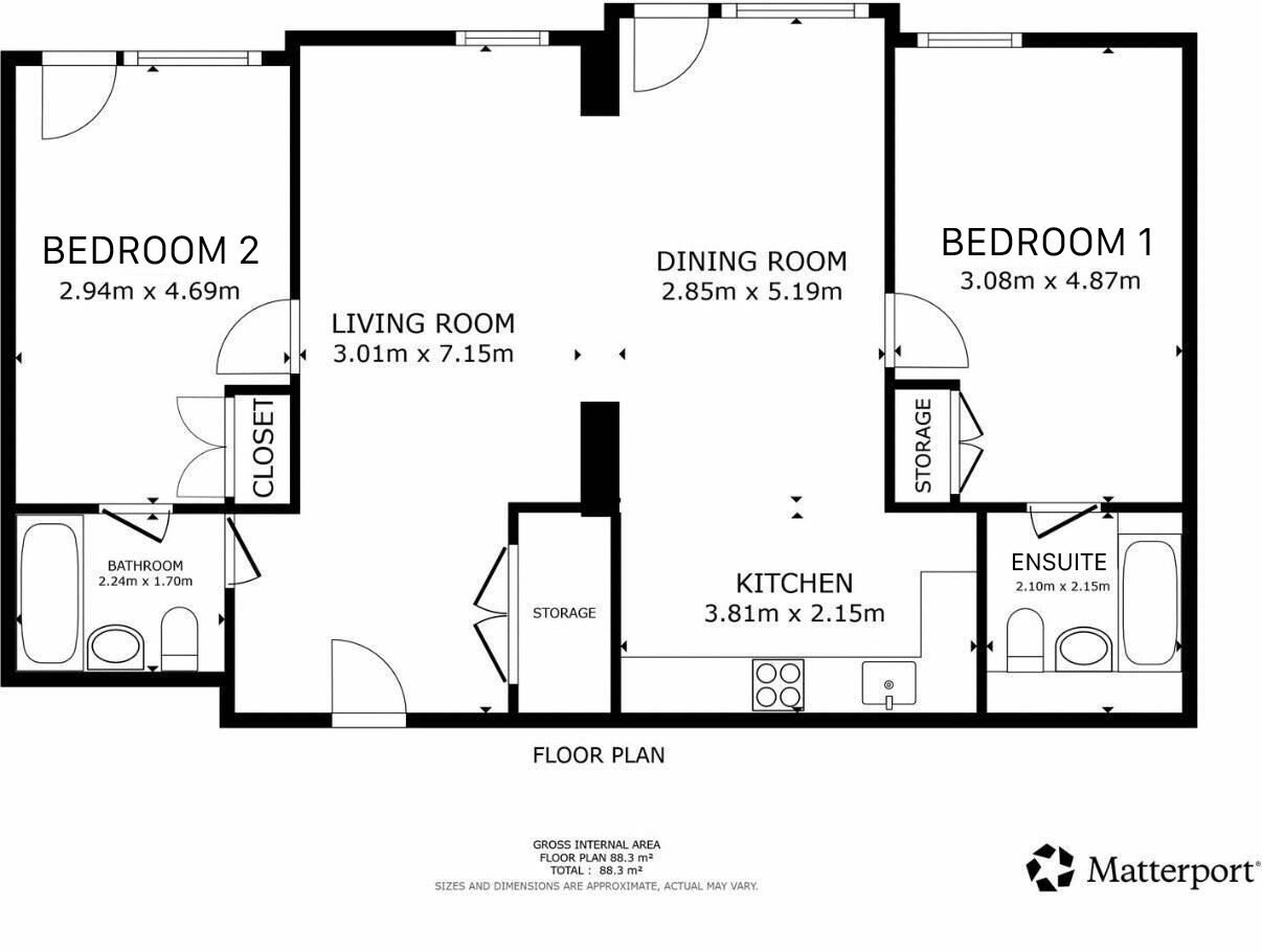 Floorplan of 2 bedroom Flat for sale, Hulme Street, Salford, Greater Manchester, M5