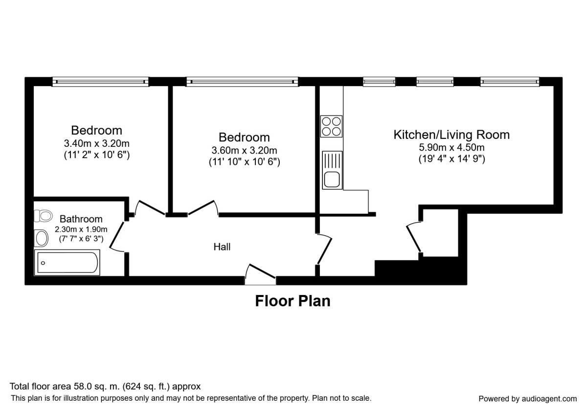 Floorplan of 2 bedroom  Flat to rent, Ashton Lane, Sale, Cheshire, M33