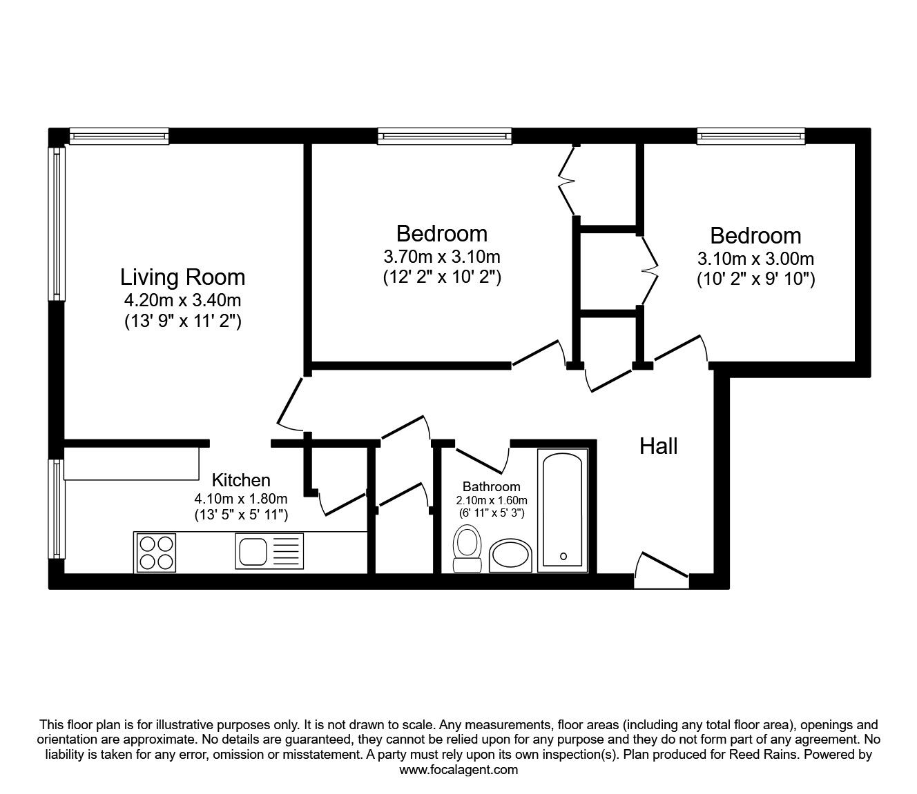 Floorplan of 2 bedroom Flat to rent, Manor Court, Manor Avenue, Greater Manchester, M33
