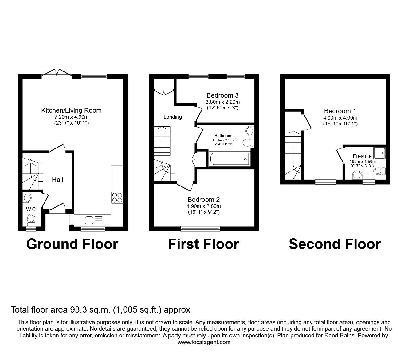 Floorplan of 3 bedroom Mid Terrace House to rent, Epsom Avenue, Sale, Greater Manchester, M33