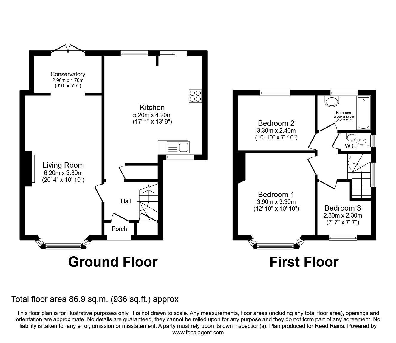 Floorplan of 3 bedroom Semi Detached House to rent, Newlyn Drive, Sale, Greater Manchester, M33