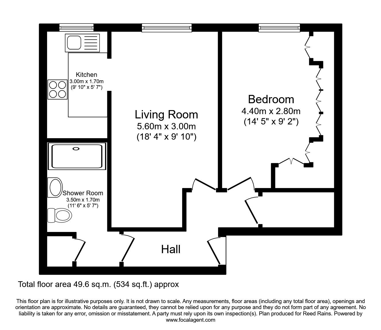 Floorplan of 1 bedroom Flat to rent, Alma Road, Sale, Greater Manchester, M33