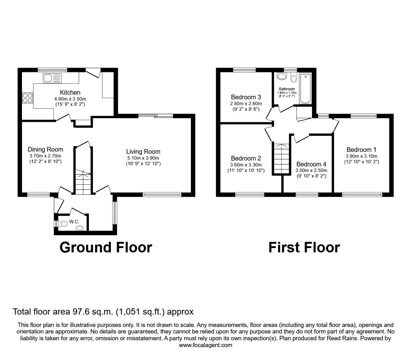 Floorplan of 4 bedroom Mid Terrace House to rent, Avon Road, Heald Green, Greater Manchester, SK8
