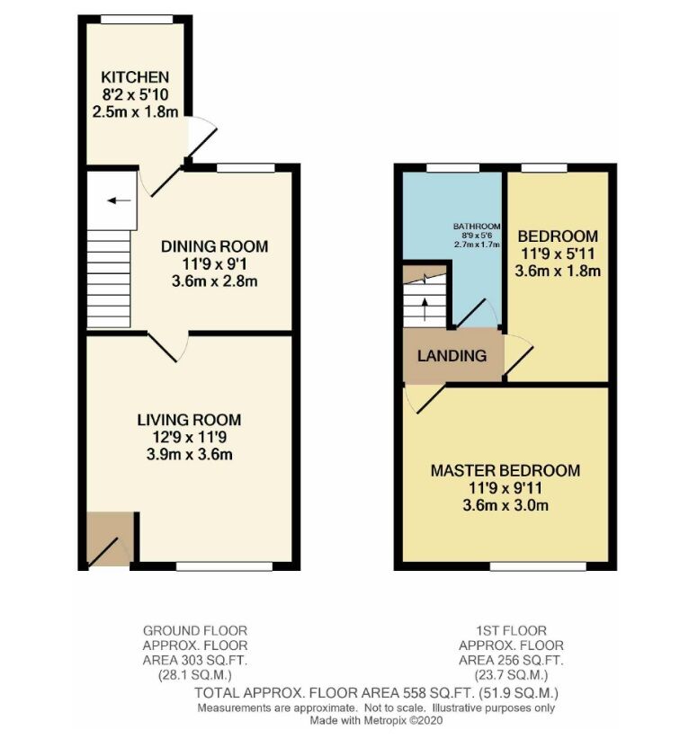 Floorplan of 2 bedroom Mid Terrace House to rent, Eaton Road, Sale, Greater Manchester, M33