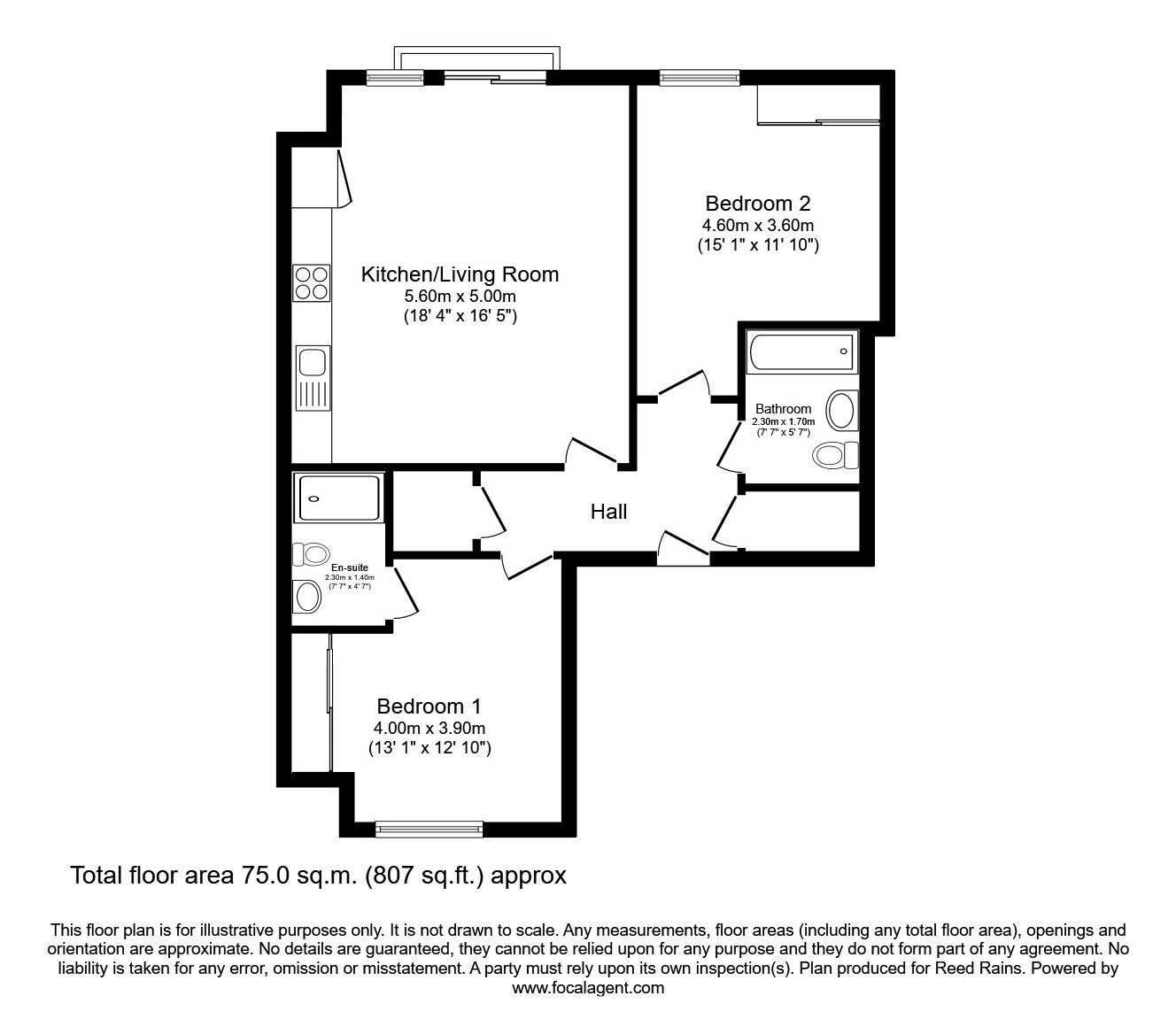 Floorplan of 2 bedroom  Flat for sale, Talbot Road, Stretford, Greater Manchester, M32