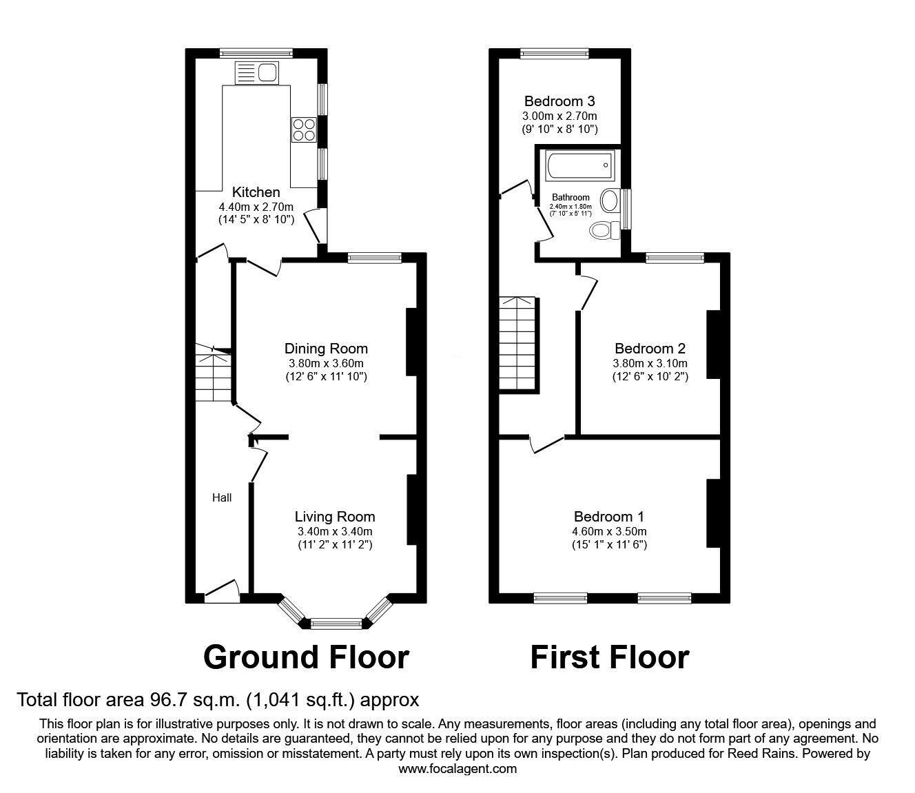 Floorplan of 3 bedroom End Terrace House for sale, Abbey Road, Sale, Greater Manchester, M33