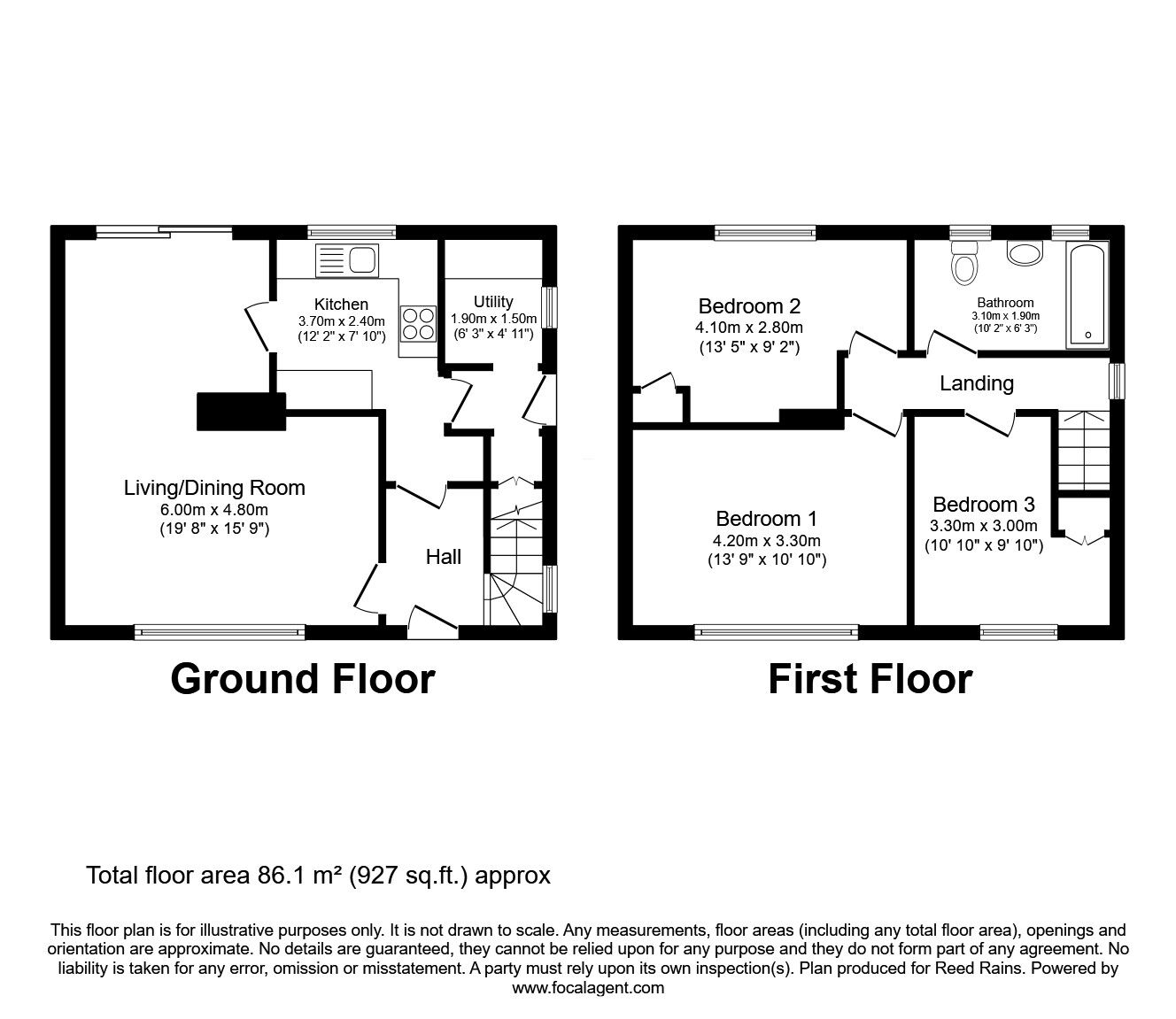 Floorplan of 3 bedroom End Terrace House for sale, Aberford Road, Manchester, Greater Manchester, M23