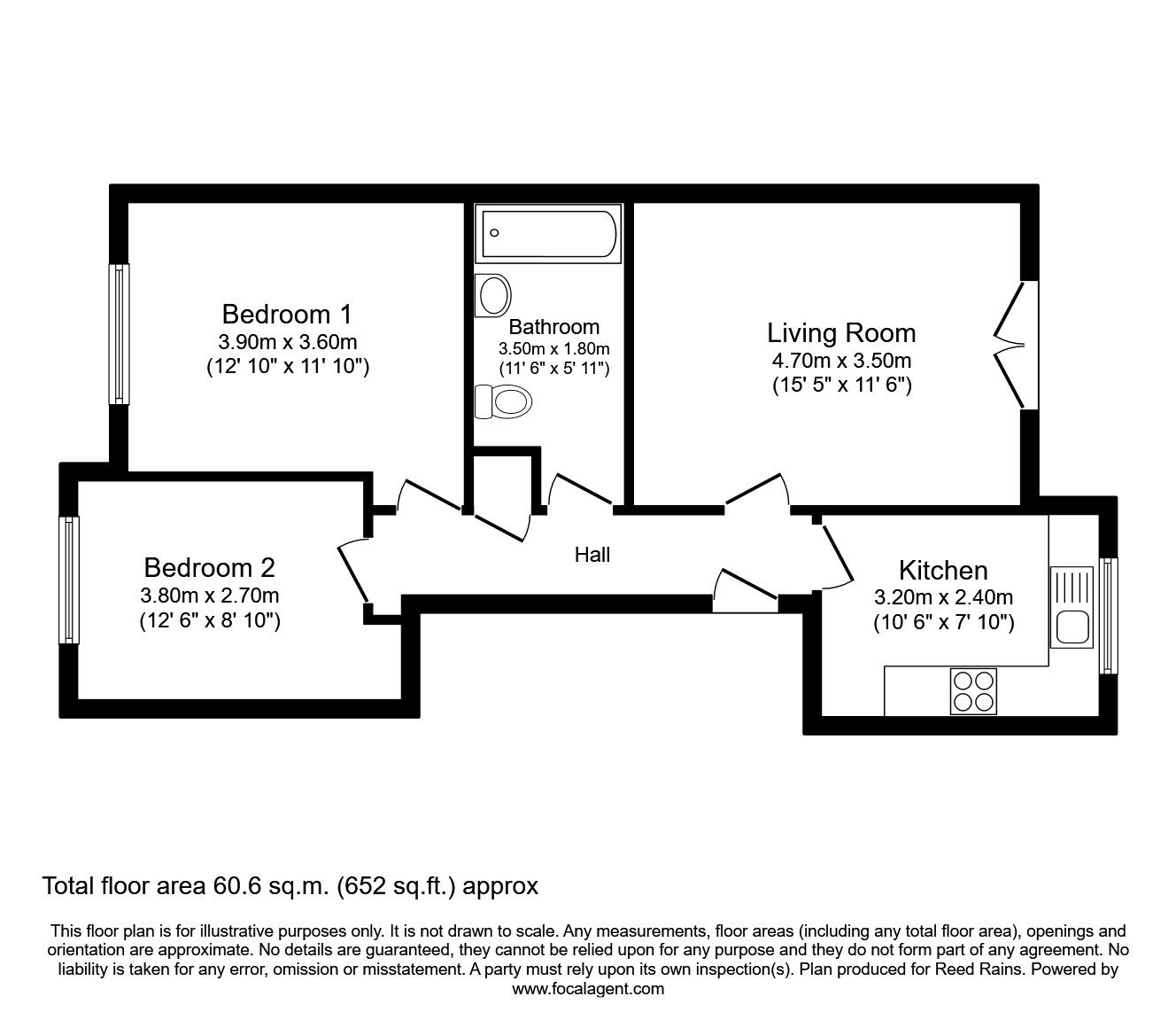 Floorplan of 2 bedroom  Flat for sale, Hall Lane, Manchester, Greater Manchester, M23