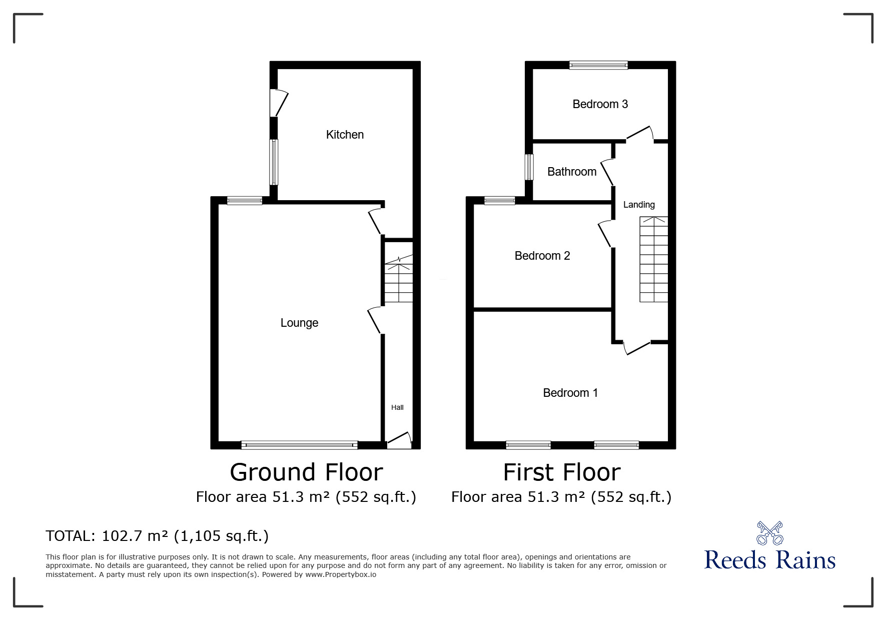 Floorplan of 3 bedroom End Terrace House to rent, South Lonsdale Street, Stretford, Greater Manchester, M32