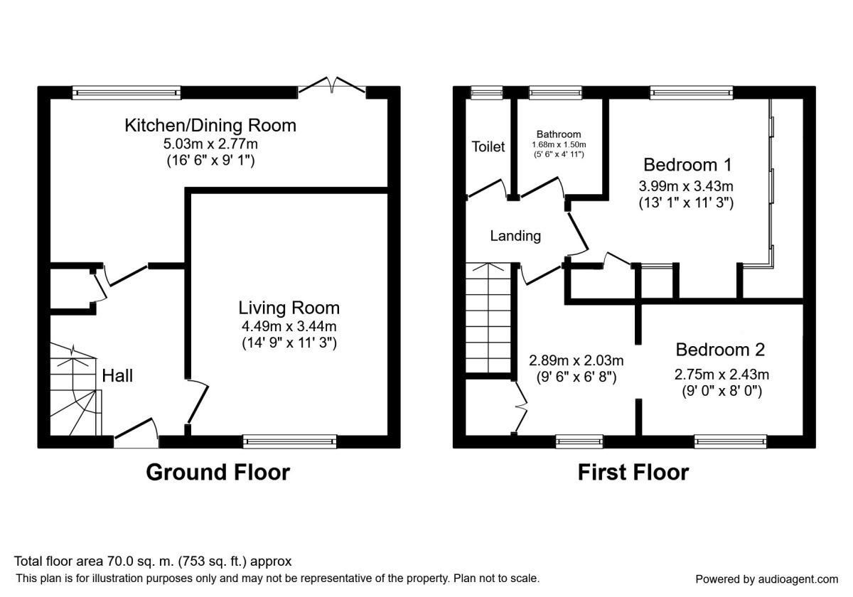 Floorplan of 2 bedroom Mid Terrace House for sale, Yattendon Avenue, Manchester, Greater Manchester, M23