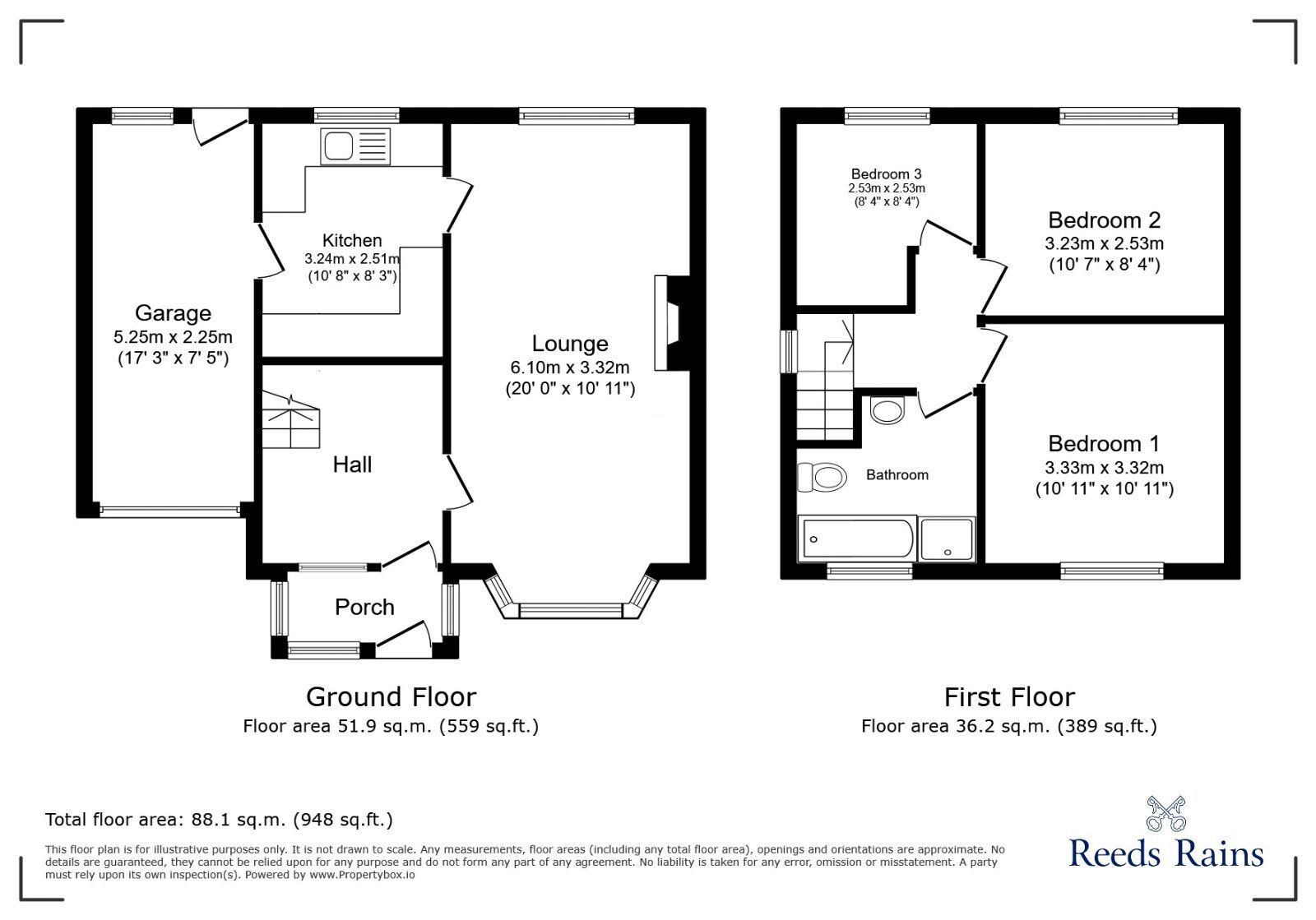 Floorplan of 3 bedroom Semi Detached House for sale, Hayeswater Road, Urmston, Greater Manchester, M41