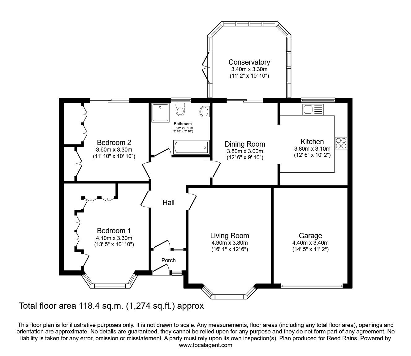 Floorplan of 2 bedroom Semi Detached Bungalow for sale, Bromley Road, Sale, Greater Manchester, M33