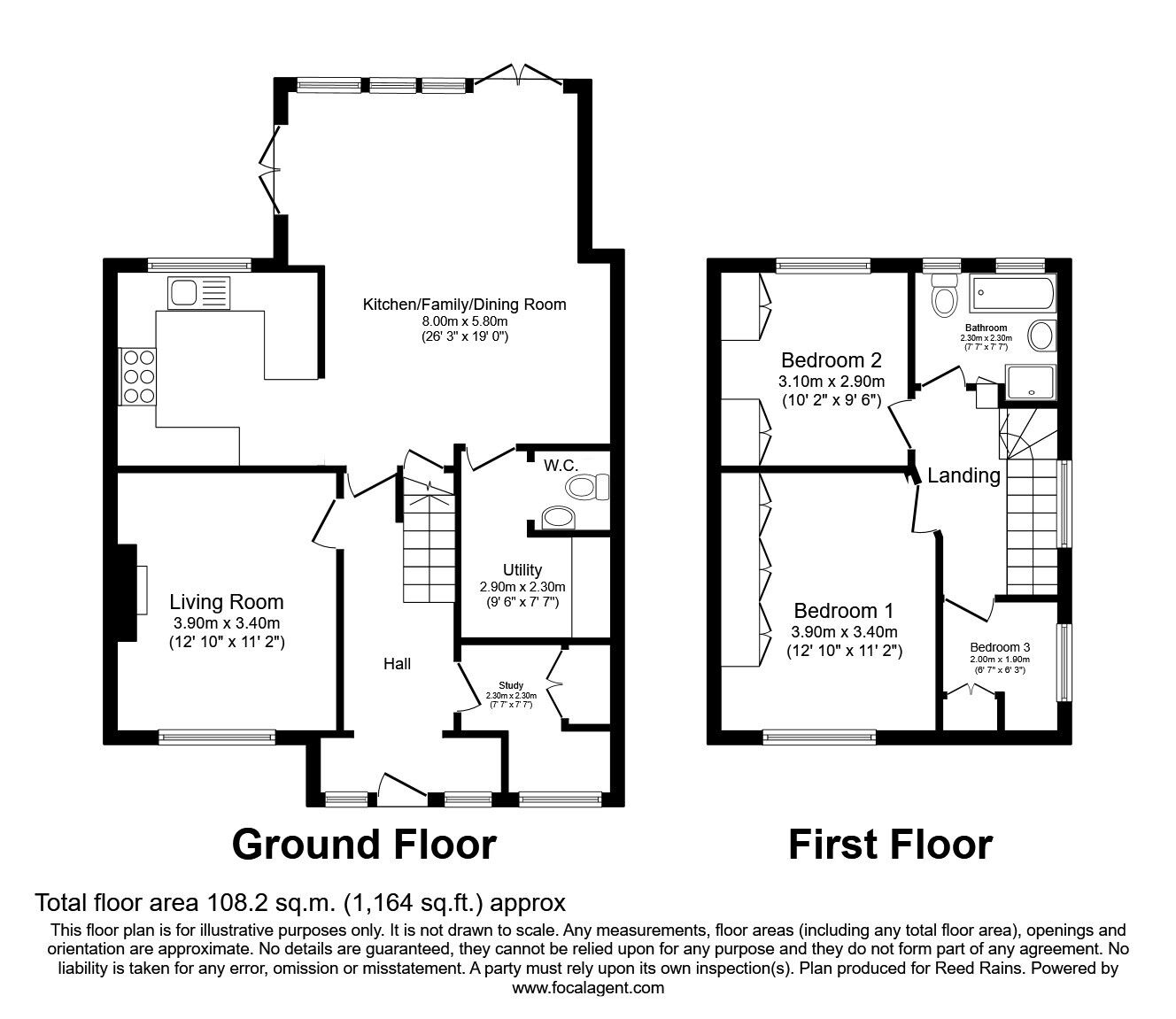 Floorplan of 3 bedroom Semi Detached House for sale, Fairbourne Drive, Timperley, Cheshire, WA15