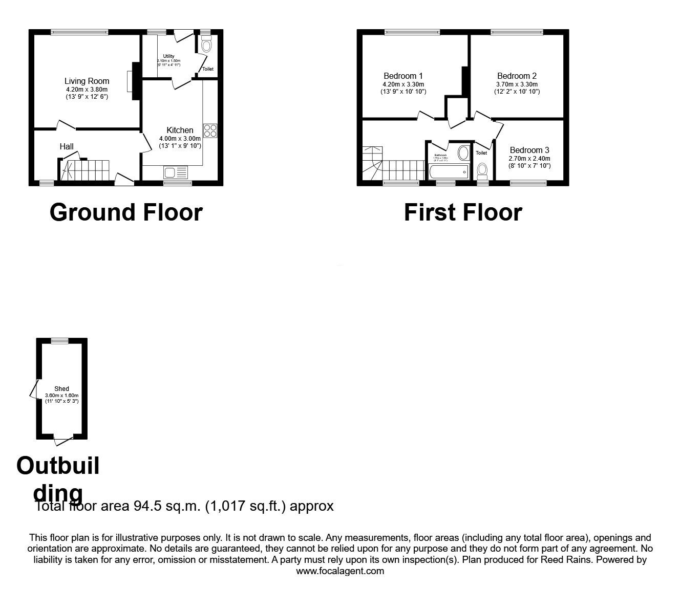 Floorplan of 3 bedroom Mid Terrace House for sale, Salcombe Close, Sale, Greater Manchester, M33