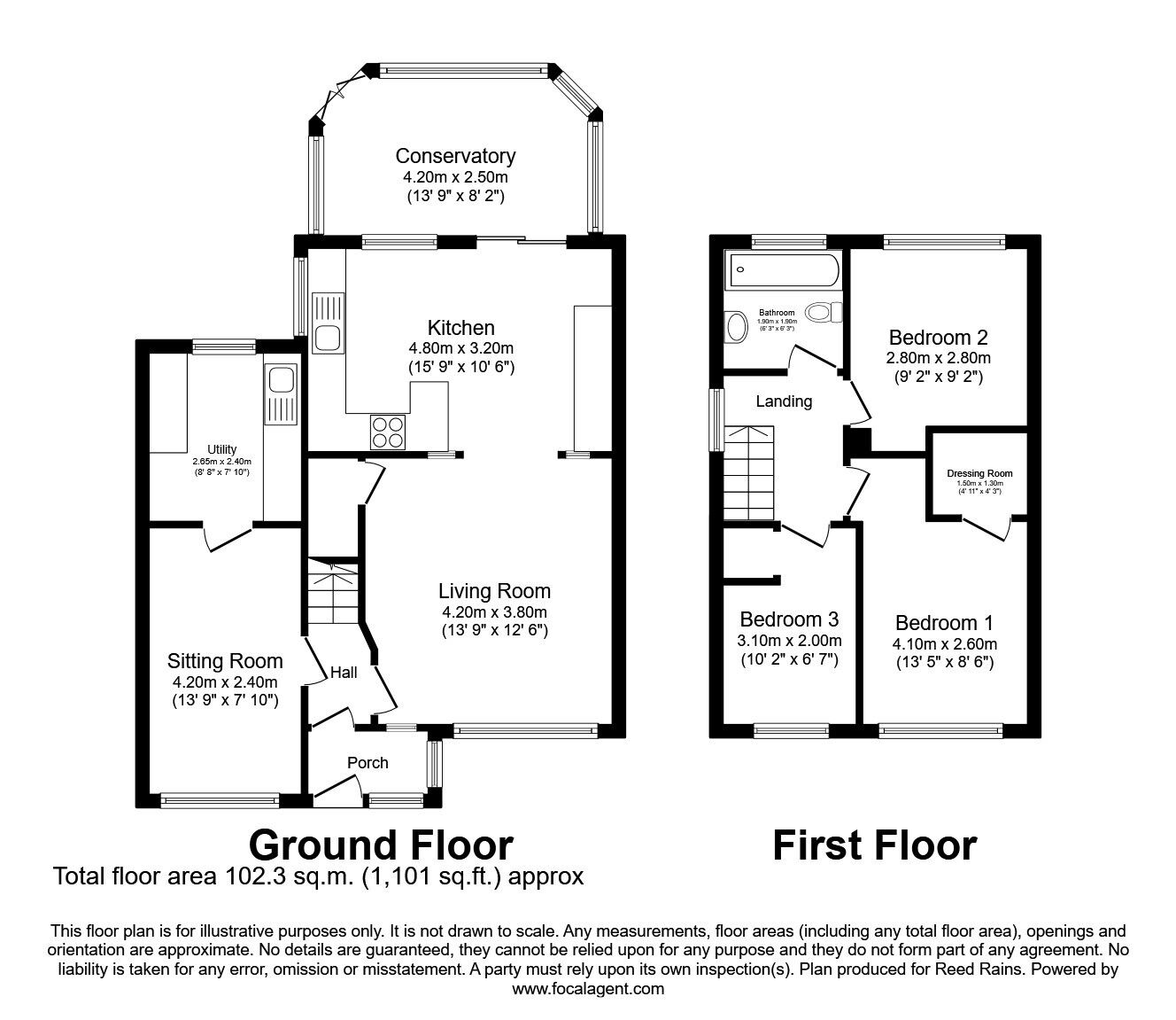 Floorplan of 3 bedroom Semi Detached House for sale, Westbury Avenue, Sale, Greater Manchester, M33